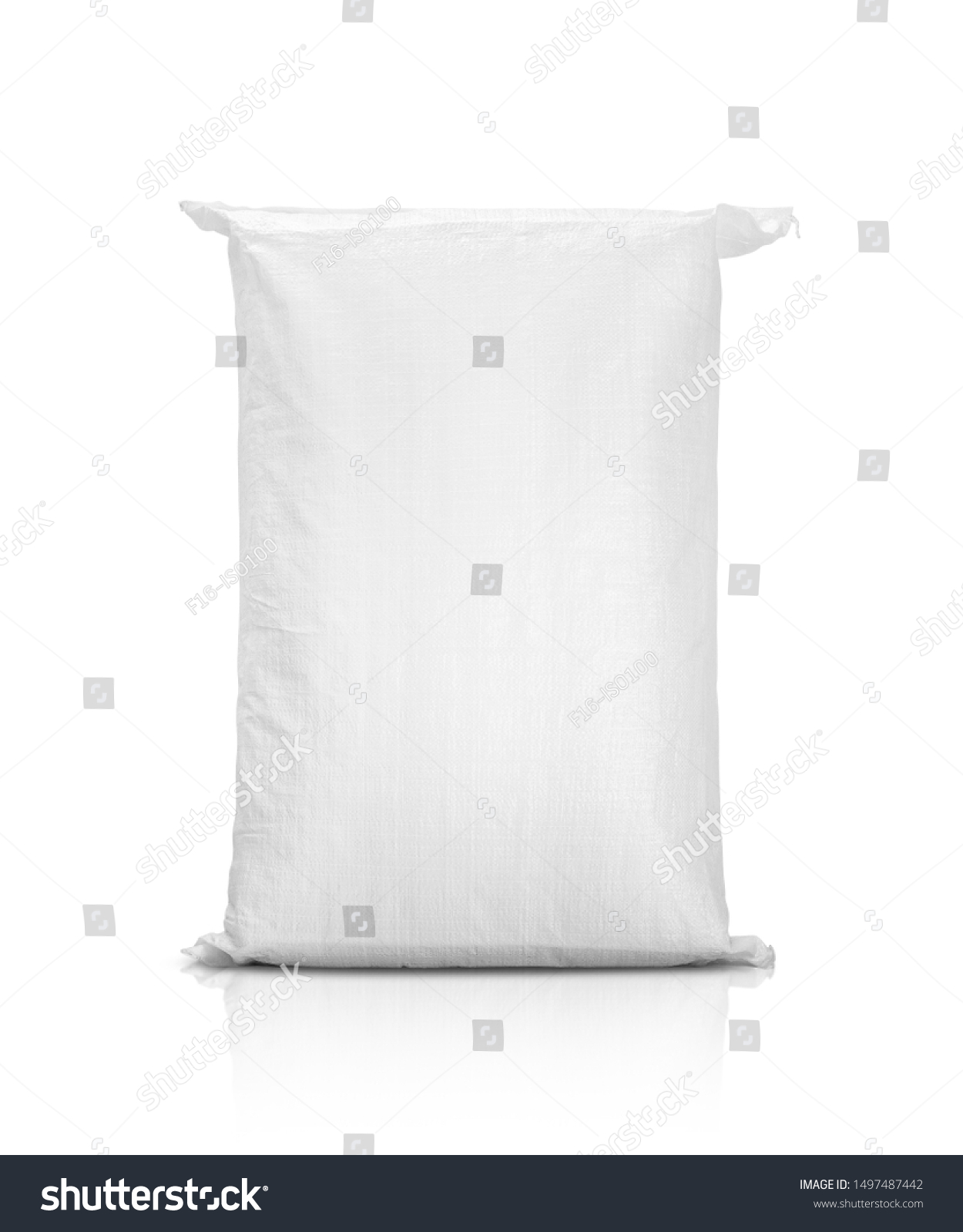 sand bag or white plastic canvas sack for rice or agriculture product isolated on white background #1497487442