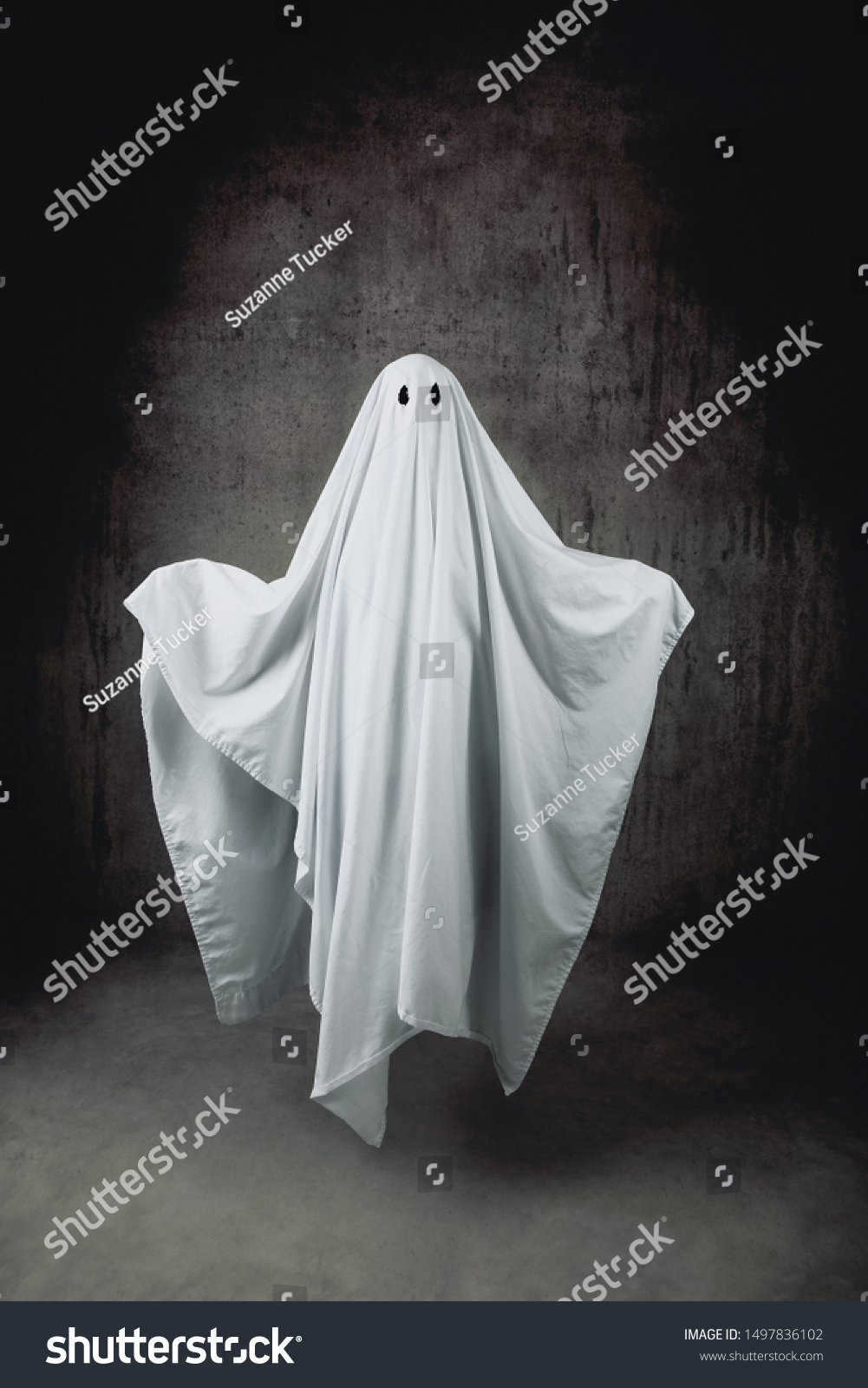Ghost in a sheet floating in the air #1497836102
