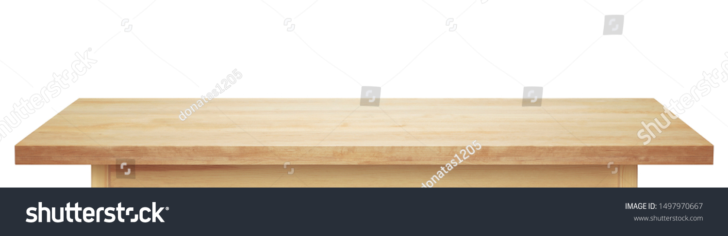 Light wooden tabletop. Table on white background. #1497970667