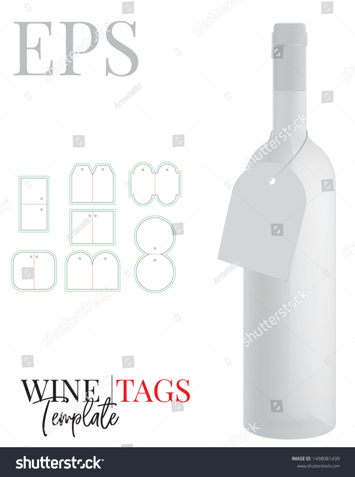 Bottle Neck Hanger Template, Vector with die cut - Royalty Free Stock ...