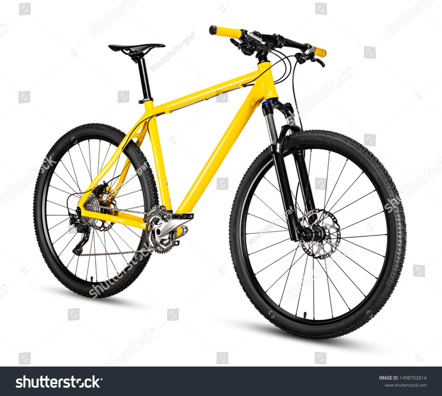 yellow black 29er mountainbike with thick offroad tyres. bicycle mtb cross country aluminum, cycling sport transport concept isolated on white background #1498702814