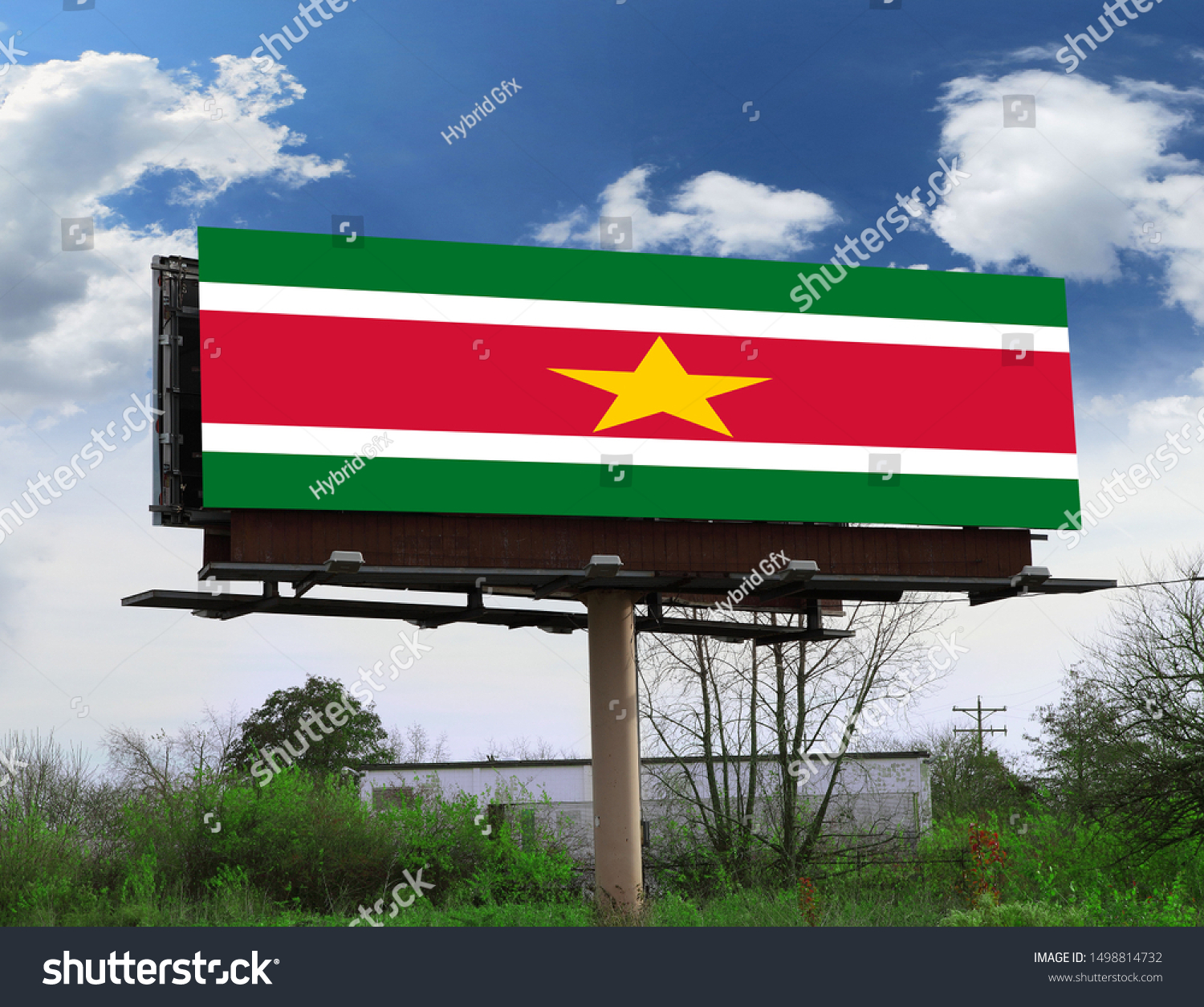 Flag of Suriname on wooden board. Paper Flag of Suriname on wooden table. #1498814732