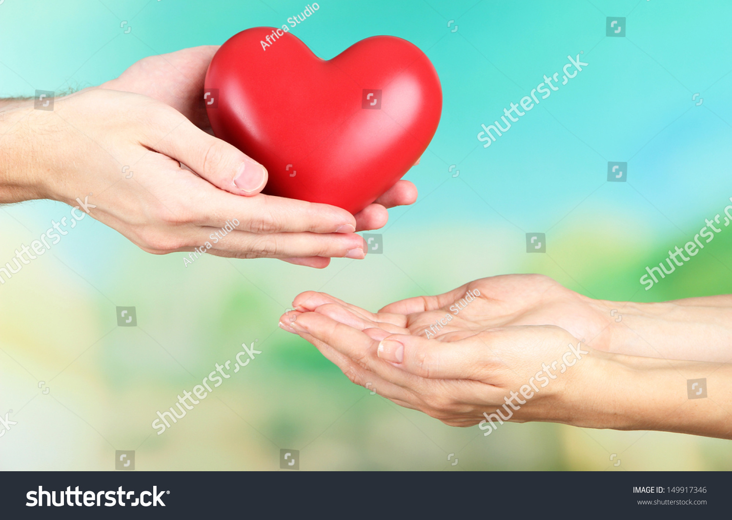 Heart in hands on nature background #149917346