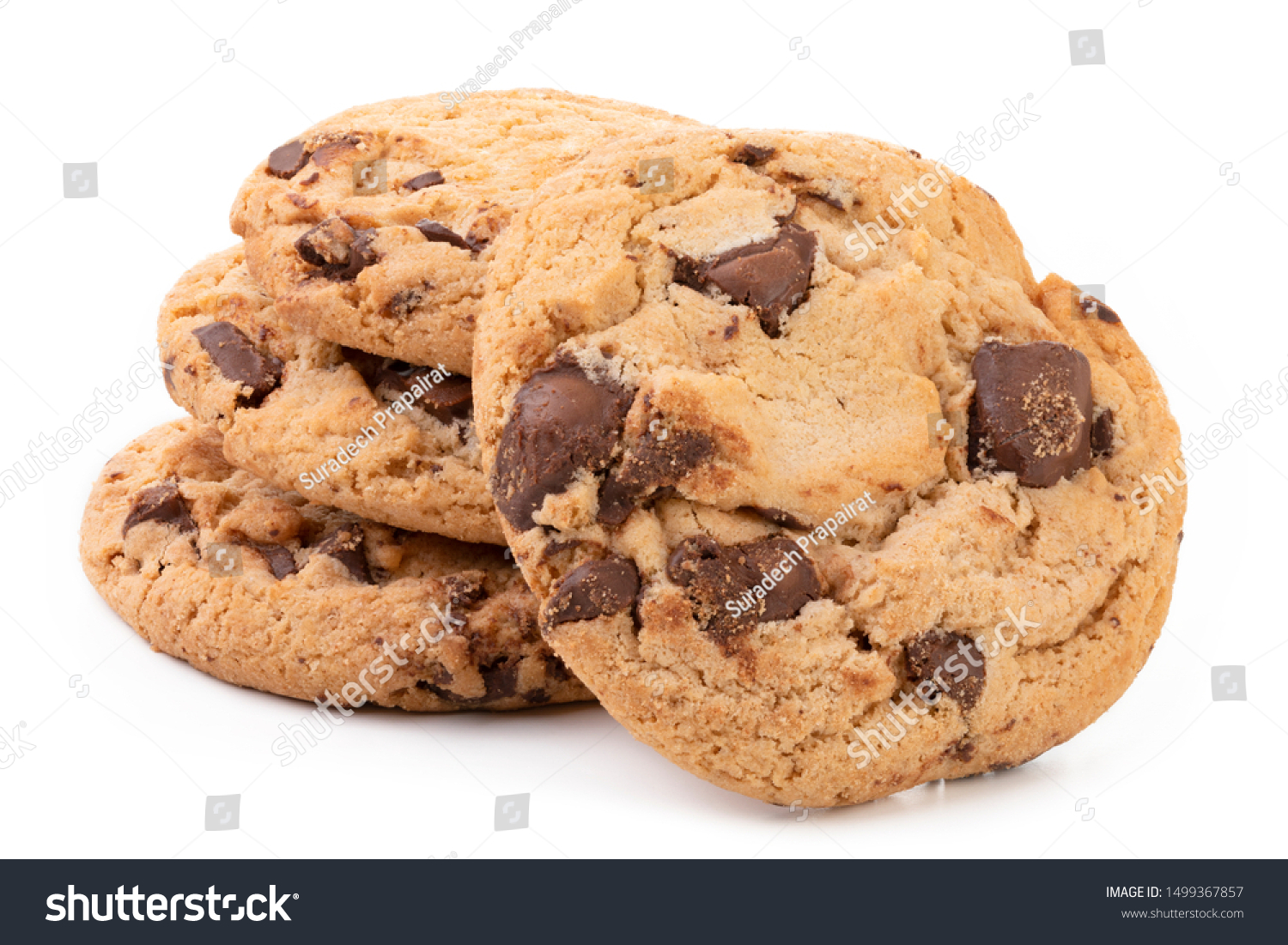 Chocolate chip cookies isolated on white background, Homemad cookies close up. #1499367857