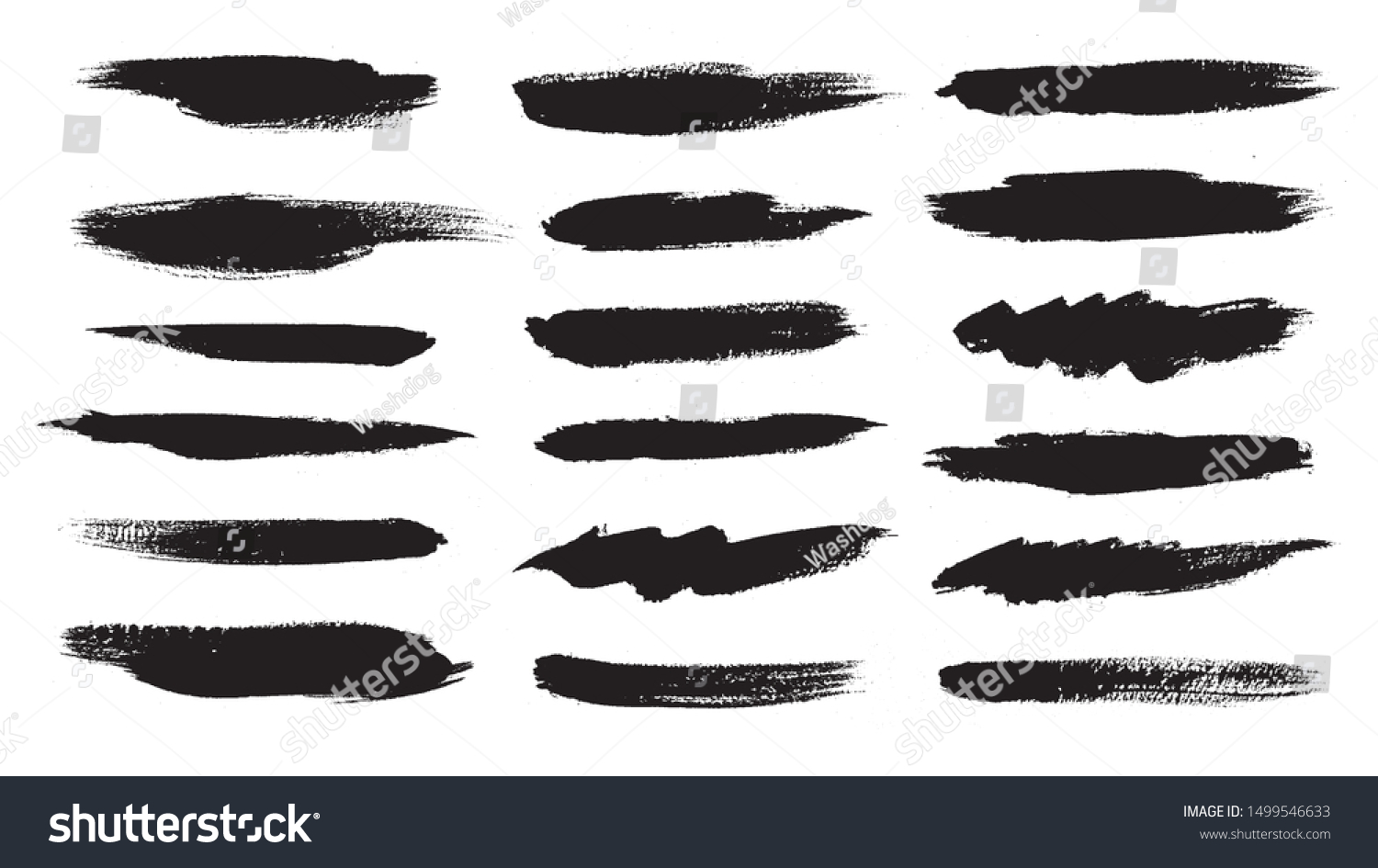 Black ink grunge brush strokes. Straight Brush Strokes. Vector illustration.  #1499546633