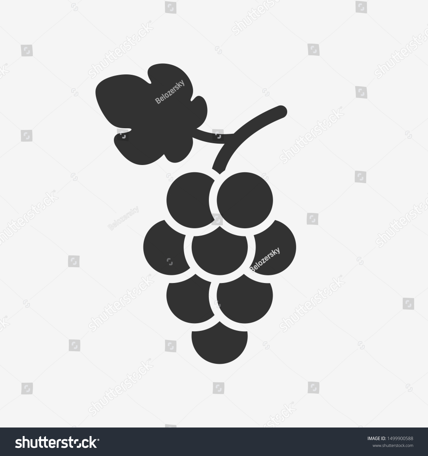 Grapes icon. Grapevine with leaf. Wine logo. Fruit pictogram. Vector illustration isolated. #1499900588
