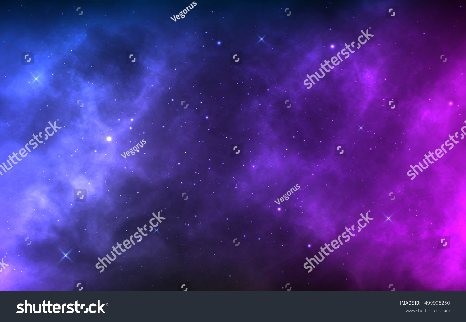 Space background with realistic nebula and shining stars. Colorful cosmos with stardust and milky way. Magic color galaxy. Infinite universe and starry night. Vector illustration. #1499995250