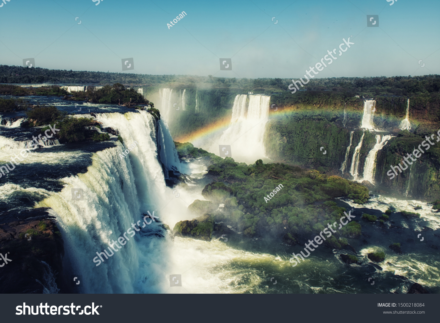 Argentina Iguazu Waterfalls Garganta del Diablo with rainbow. #1500218084