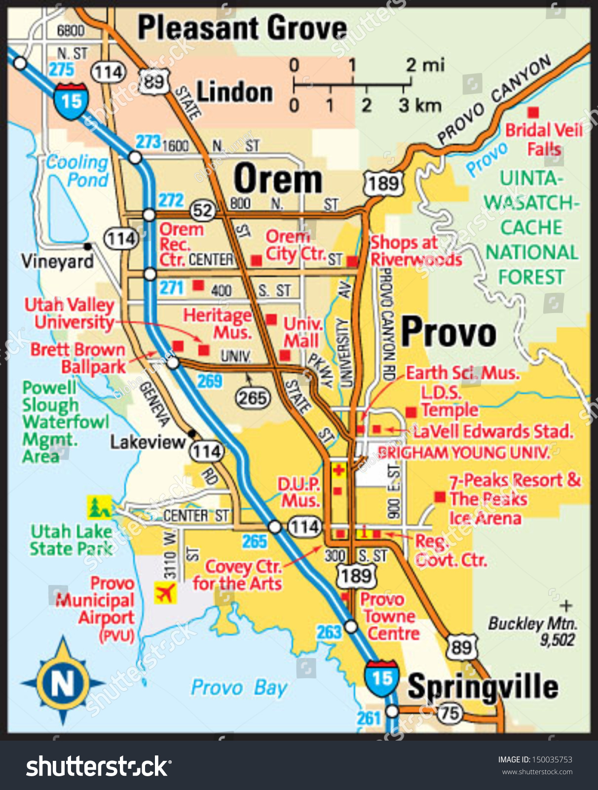 Provo, Utah area map Royalty Free Stock Vector 150035753