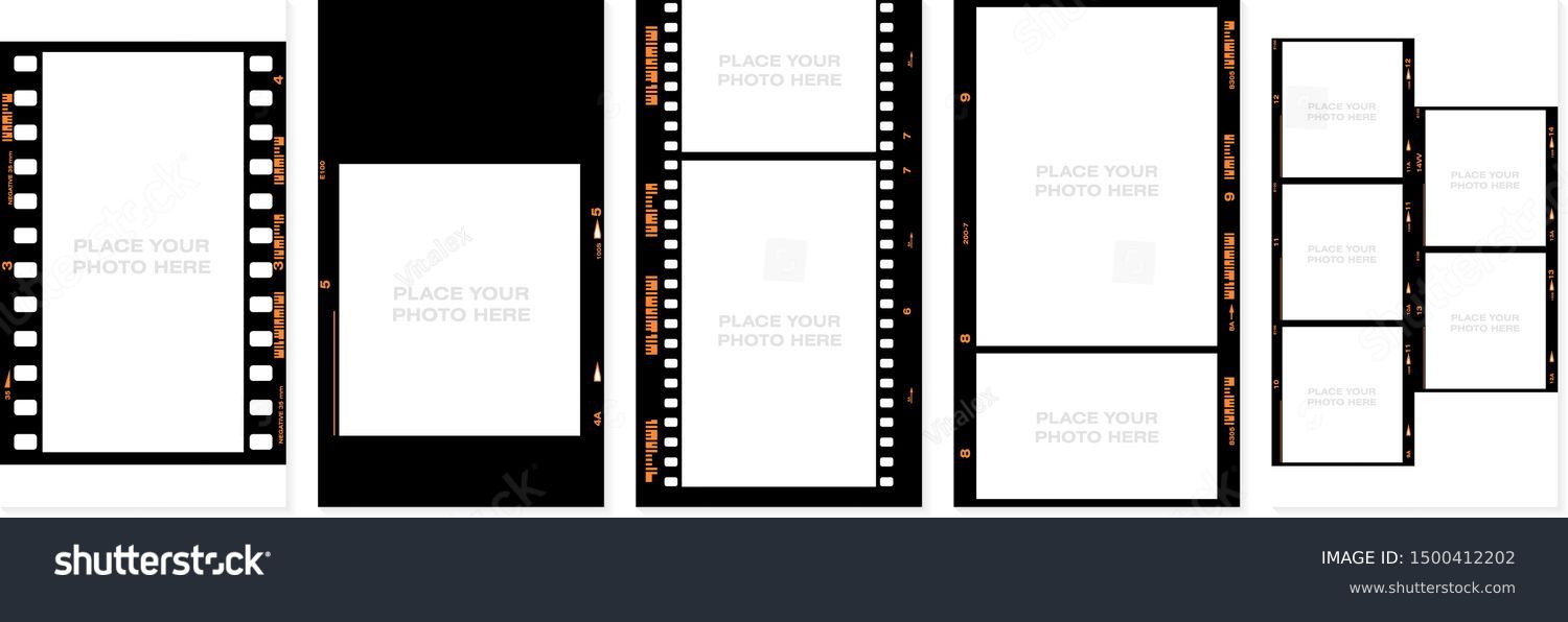 Set of Social stories filmstrips templates. Film frame background with space for your text or image. Trendy editable camera roll effect design. Lifestyle concept. Vector illustration #1500412202