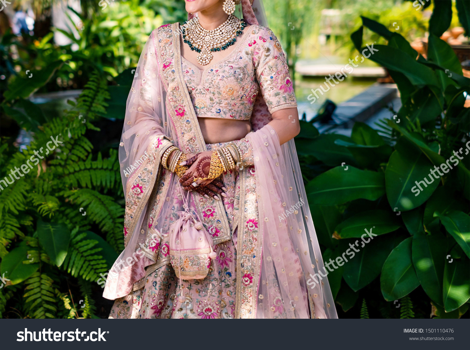 Pakistani Indian Bridal wearing wedding Lehenga sharara and jewelry #1501110476