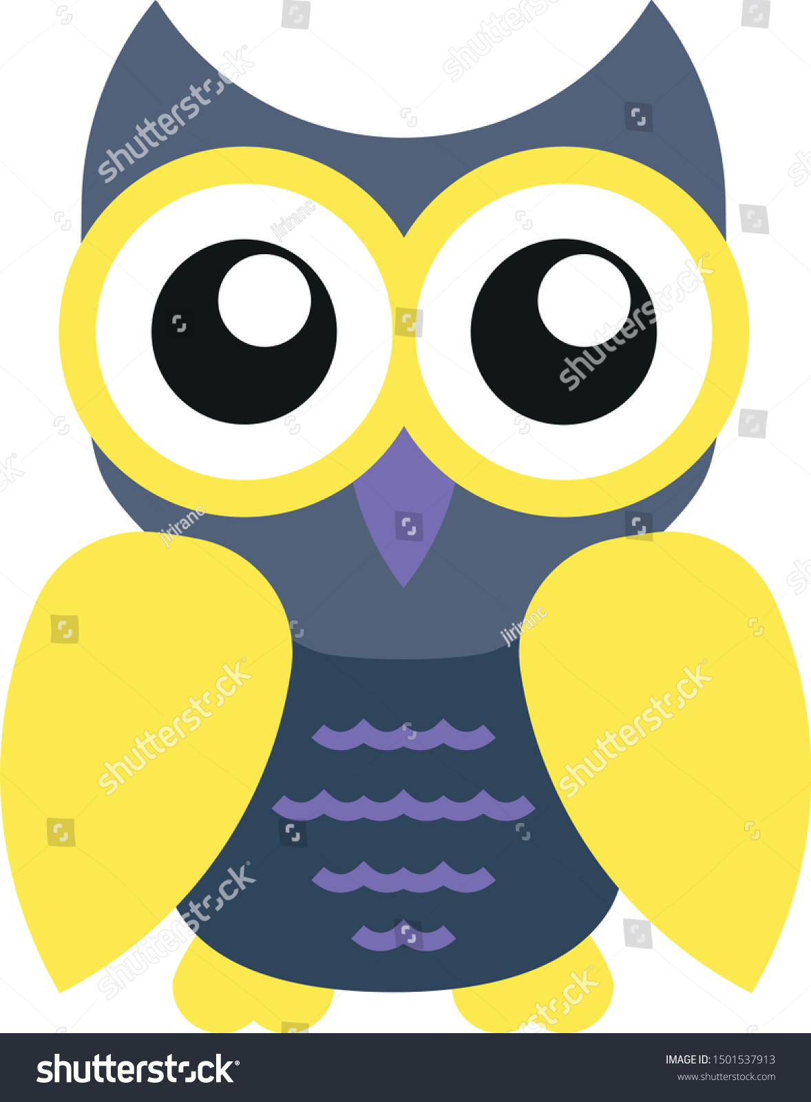 Cute cartoon yellow grey owl - Royalty Free Stock Vector 1501537913 ...