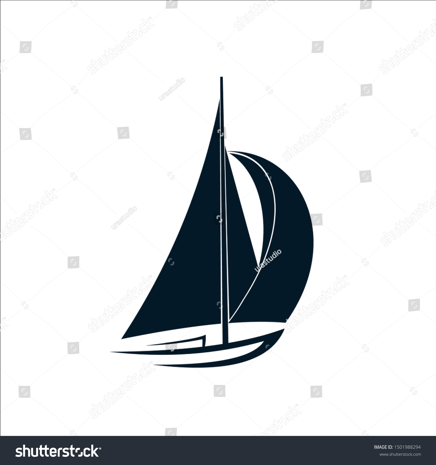 Simple sailing yacht logo design inspiration - Royalty Free Stock ...