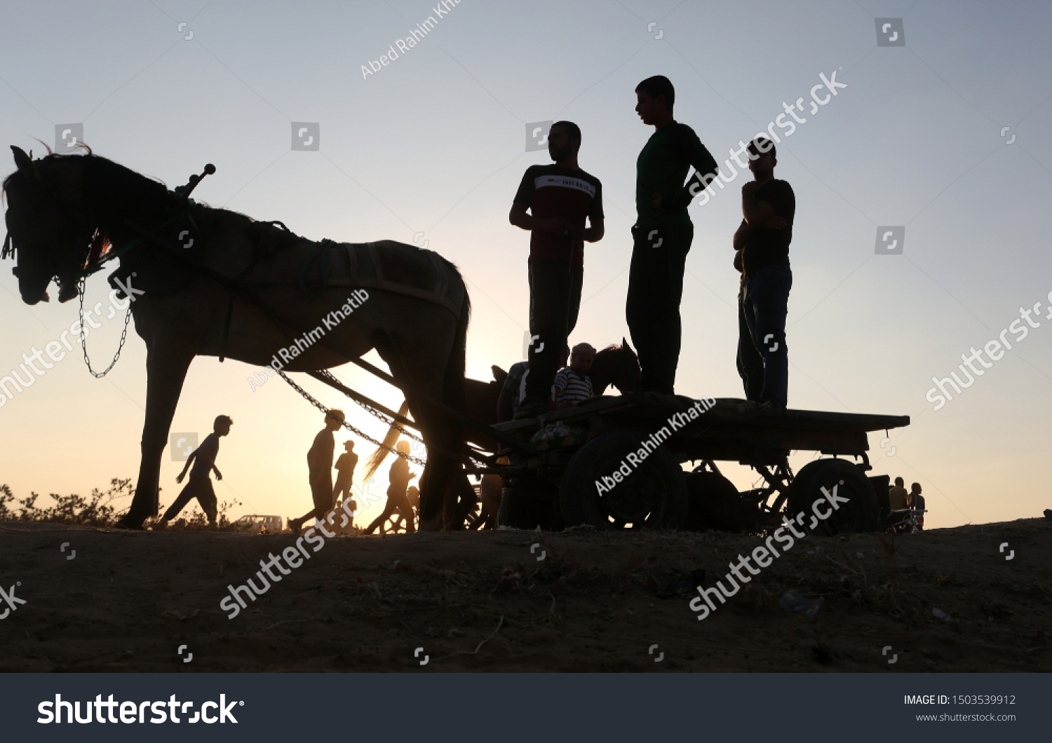Palestinian Bedouins ride a horses and camel during a festival on the land of Gaza's destroyed airport, in Rafah, southern Gaza Strip, on September 10, 2019. Photo by Abed Rahim Khatib #1503539912