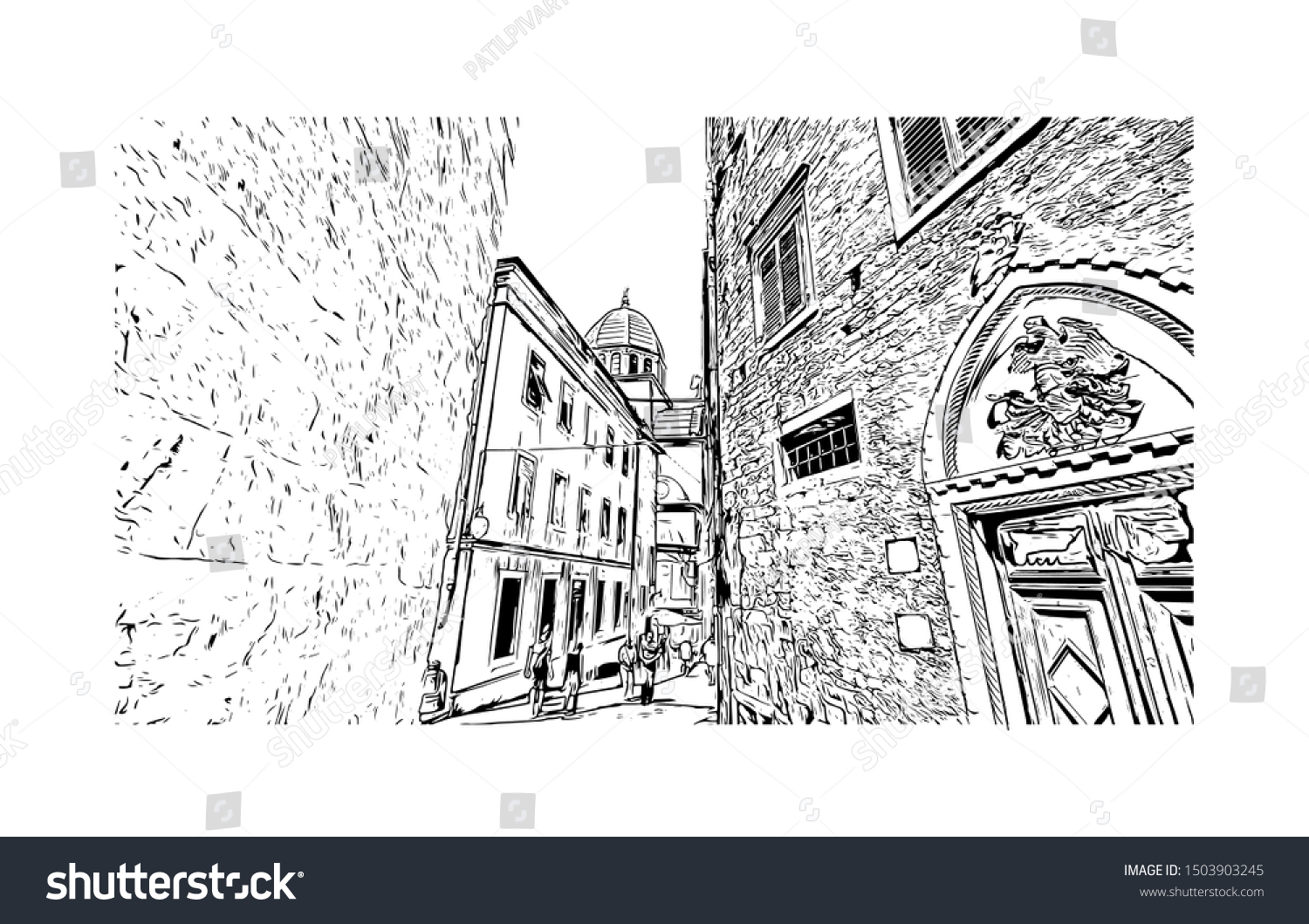 Building view with landmark of Sibenik is a city - Royalty Free Stock ...