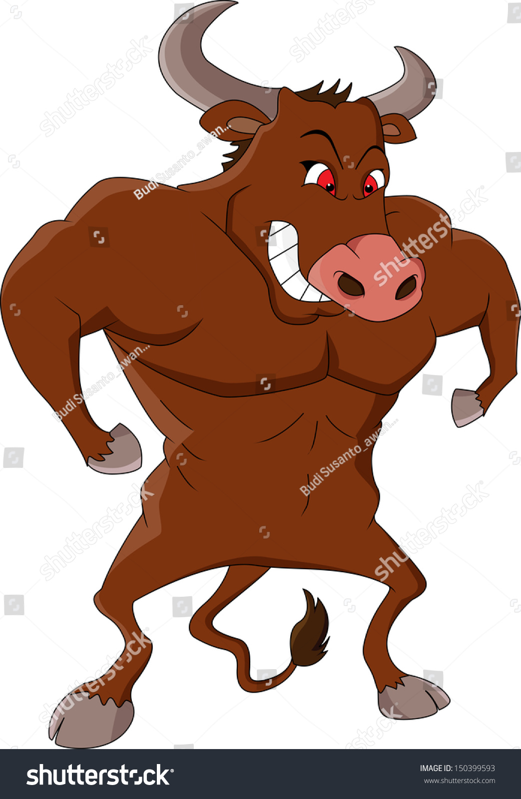 Angry brown bull cartoon - Royalty Free Stock Vector 150399593 - Avopix.com