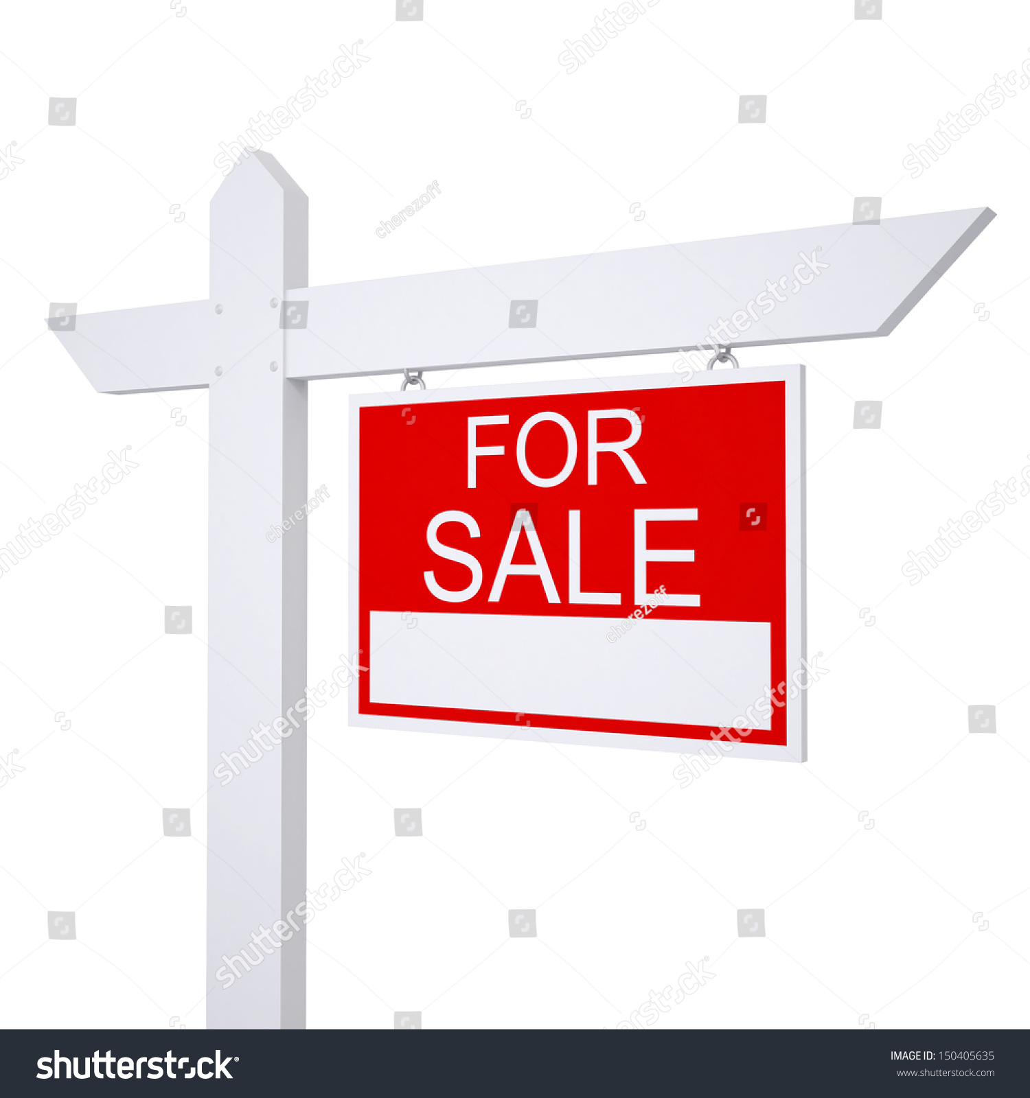 Real estate for sale sign. Isolated render on white background #150405635