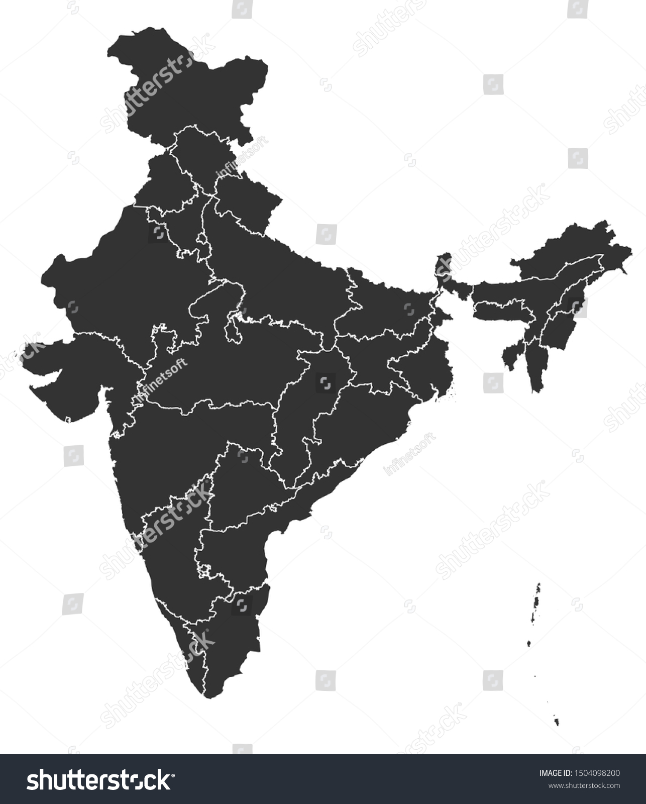 India Map With State Boundaries.Geography Vector - Royalty Free Stock ...