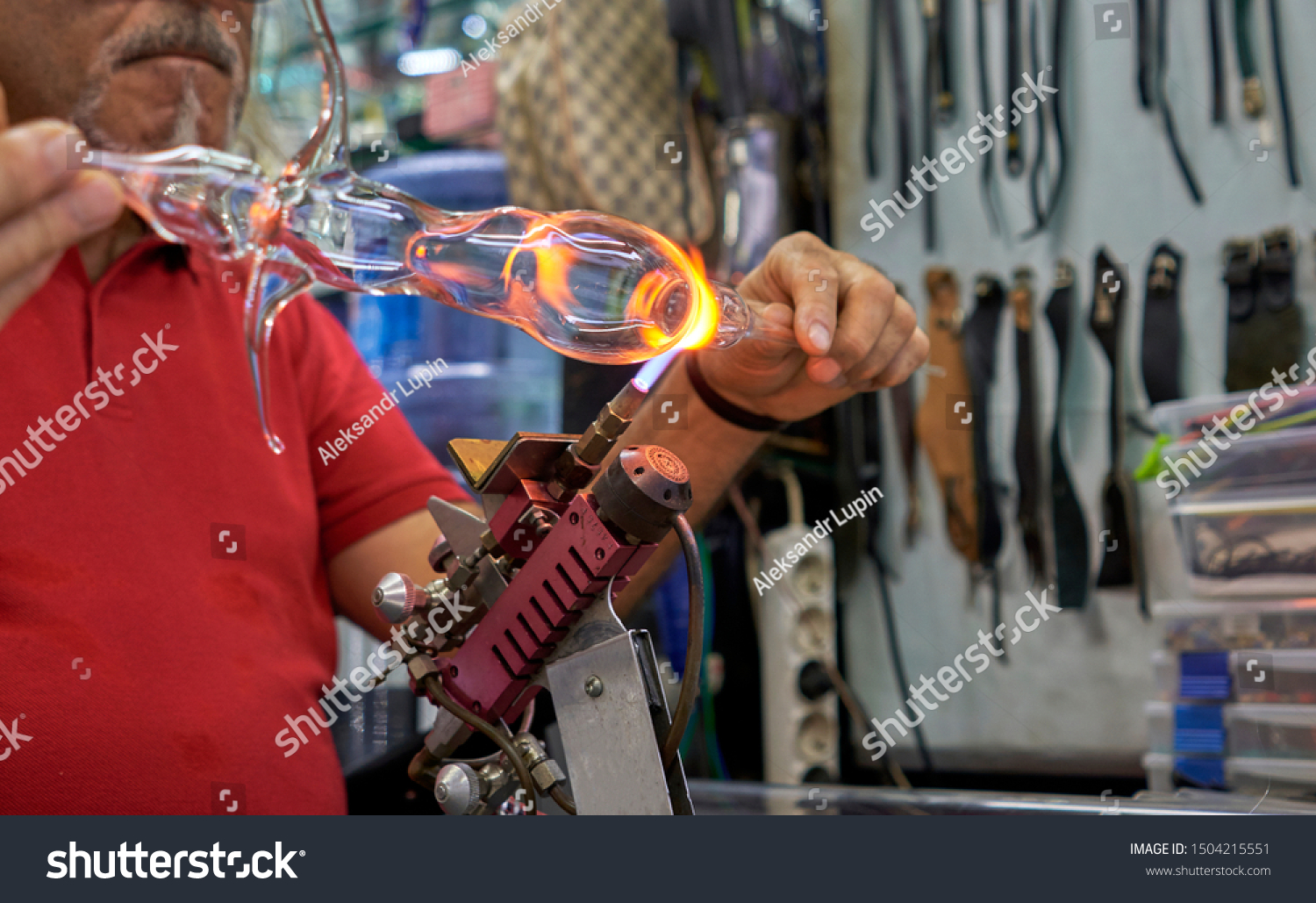 master blows glass on fire #1504215551