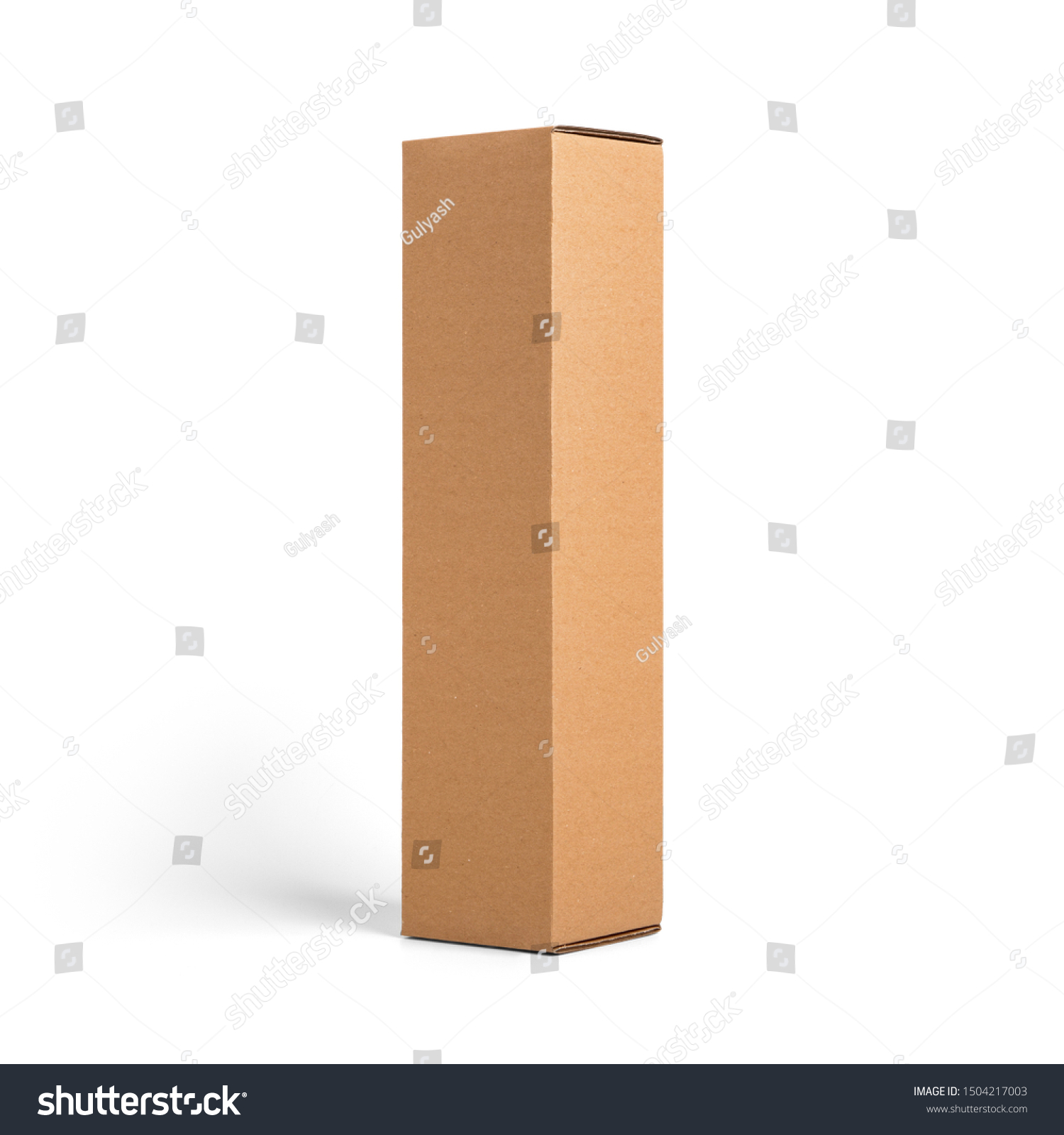 Blank brown tall cardboard Wine paper box isolated on white background. Packaging template mockup collection. Stand-up Half Side view package. #1504217003