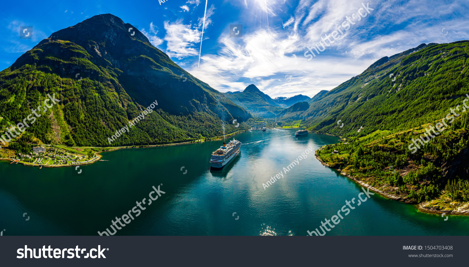 Geiranger fjord, Beautiful Nature Norway. The fjord is one of Norway's most visited tourist sites. Geiranger Fjord, a UNESCO World Heritage Site #1504703408