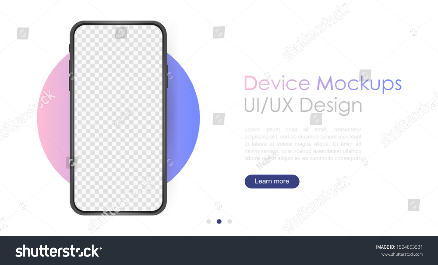 Smartphone blank screen, phone mockup. Template for infographics or presentation UI design interface. #1504853531