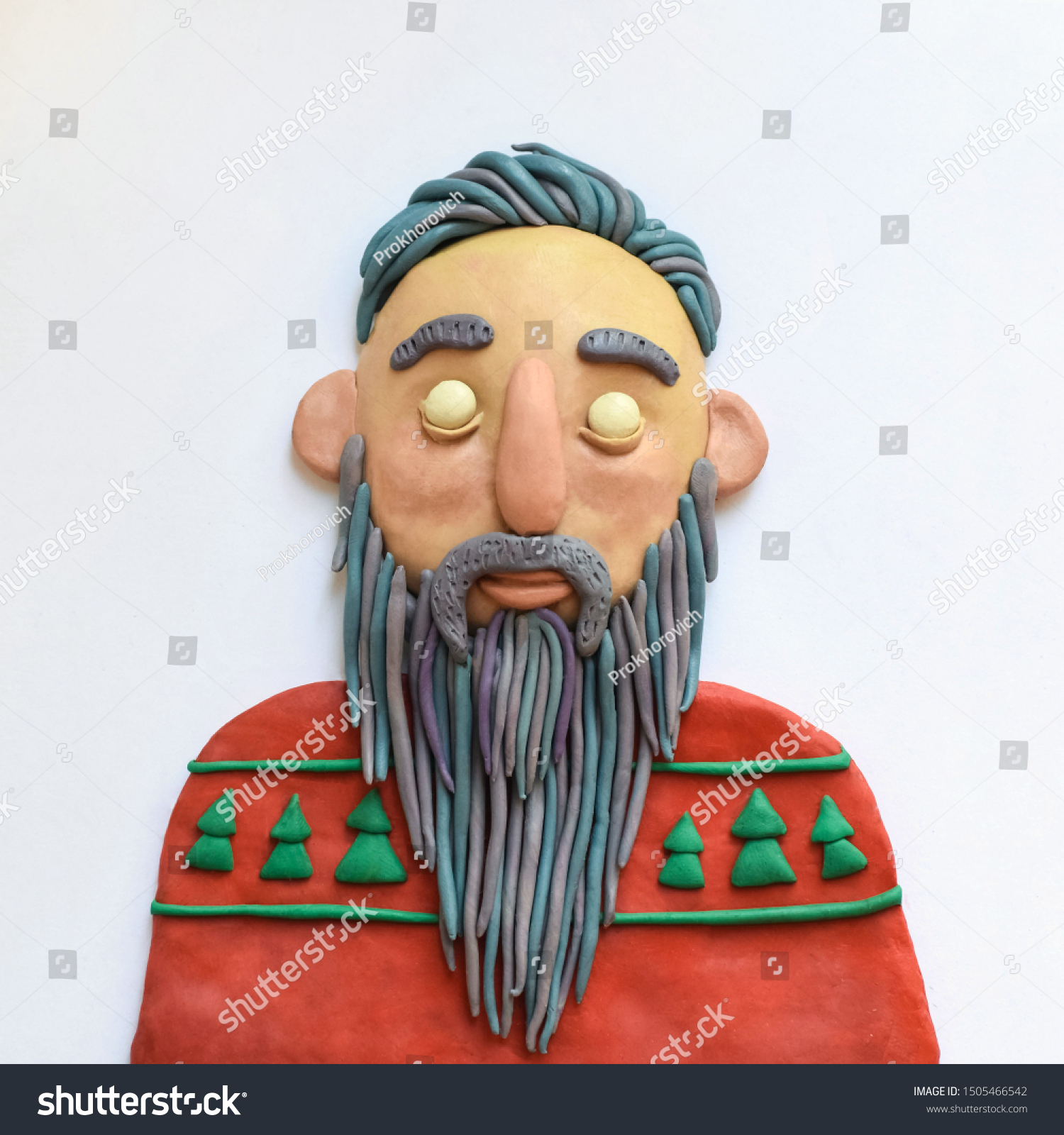 Portrait of a man with a gray beard. Plasticine illustration #1505466542