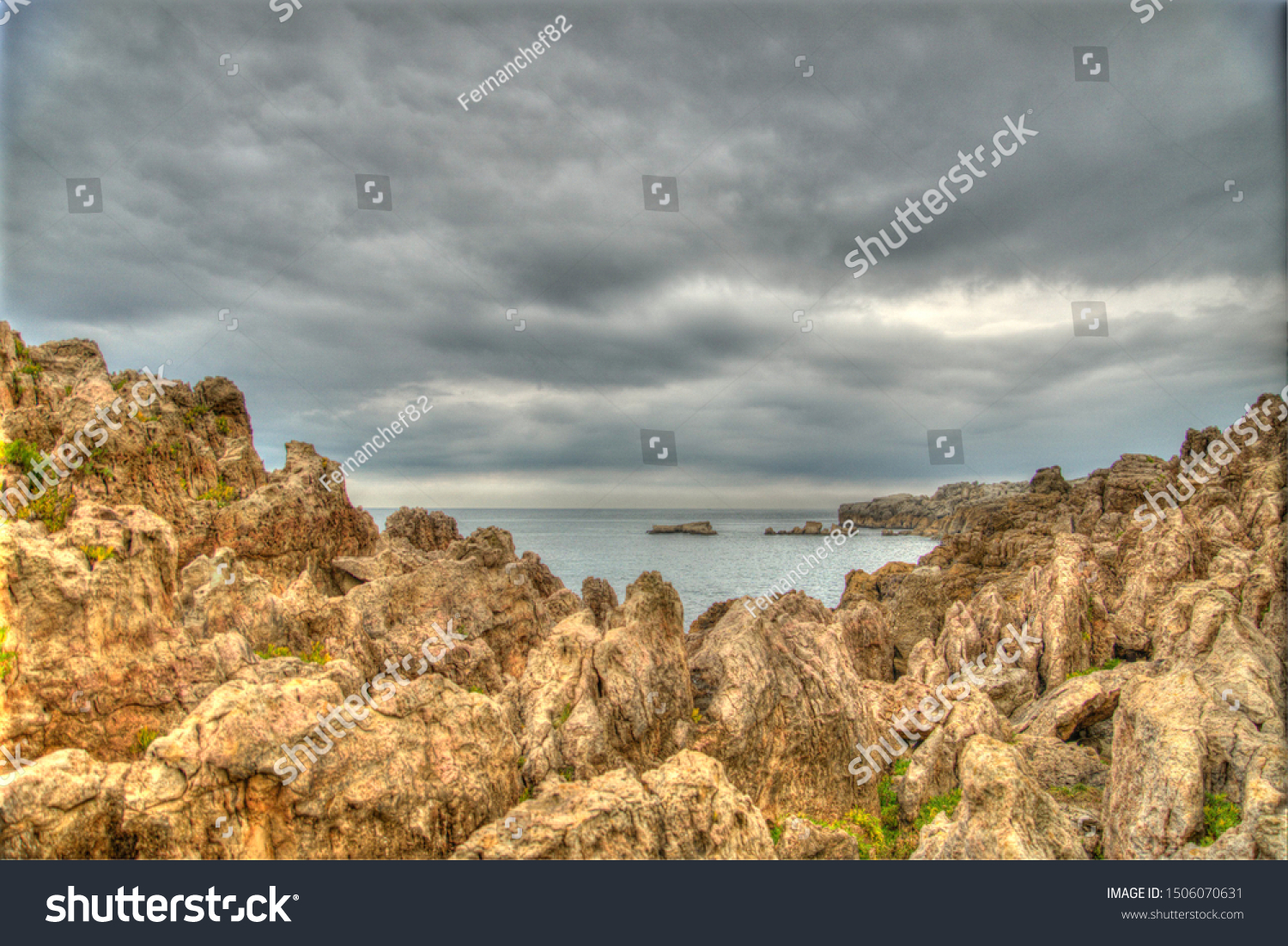 hdr artistic photography of a rocky sea landscape with dramatic dramatic sky #1506070631