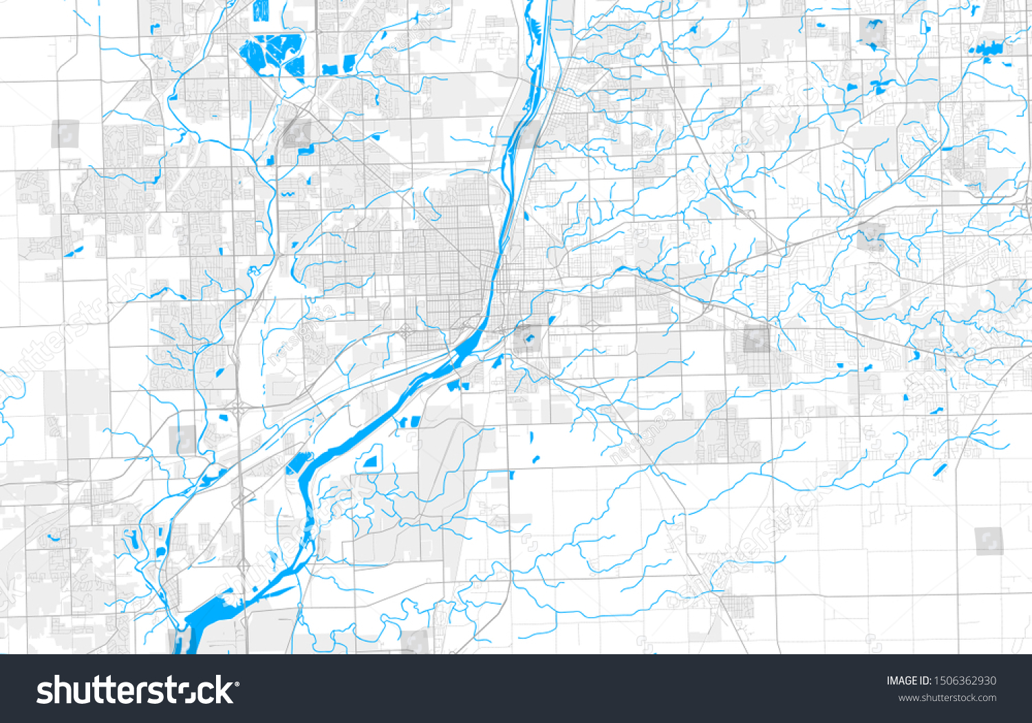 Rich detailed vector area map of Joliet, - Royalty Free Stock Vector 