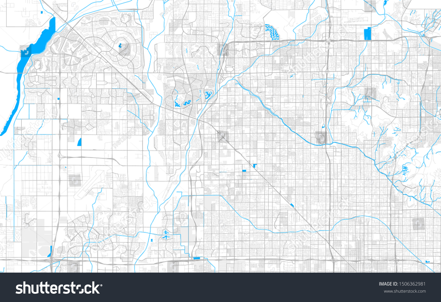 Rich detailed vector area map of Peoria, Arizona - Royalty Free Stock ...