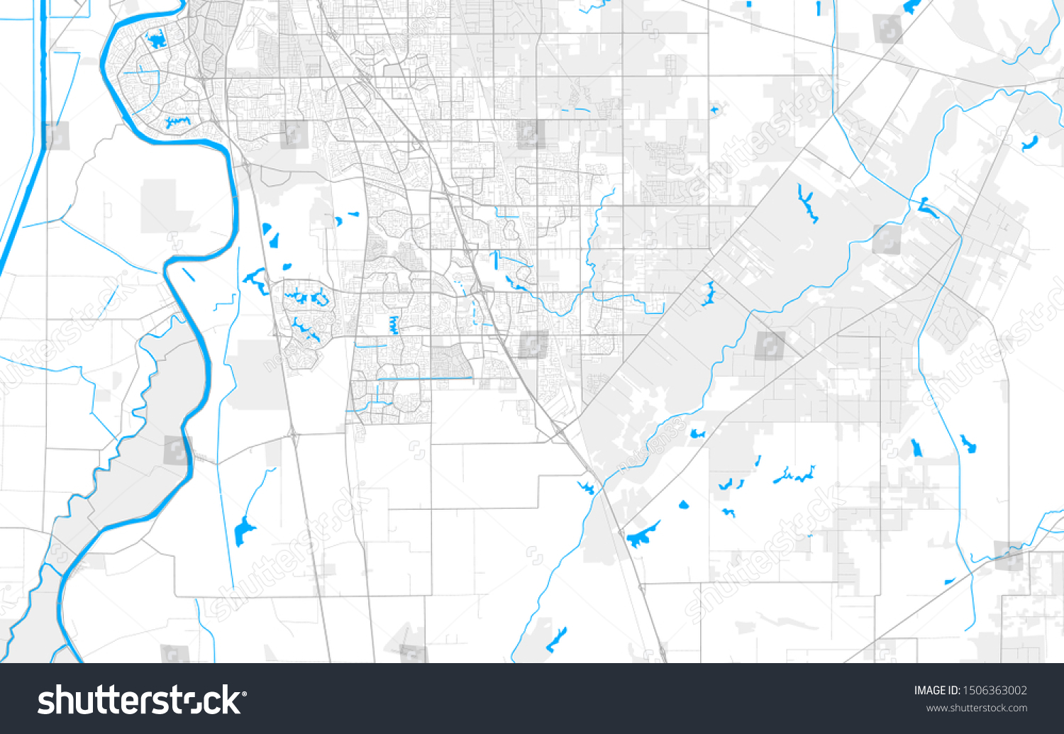 Rich detailed vector area map of Elk Grove, - Royalty Free Stock Vector 