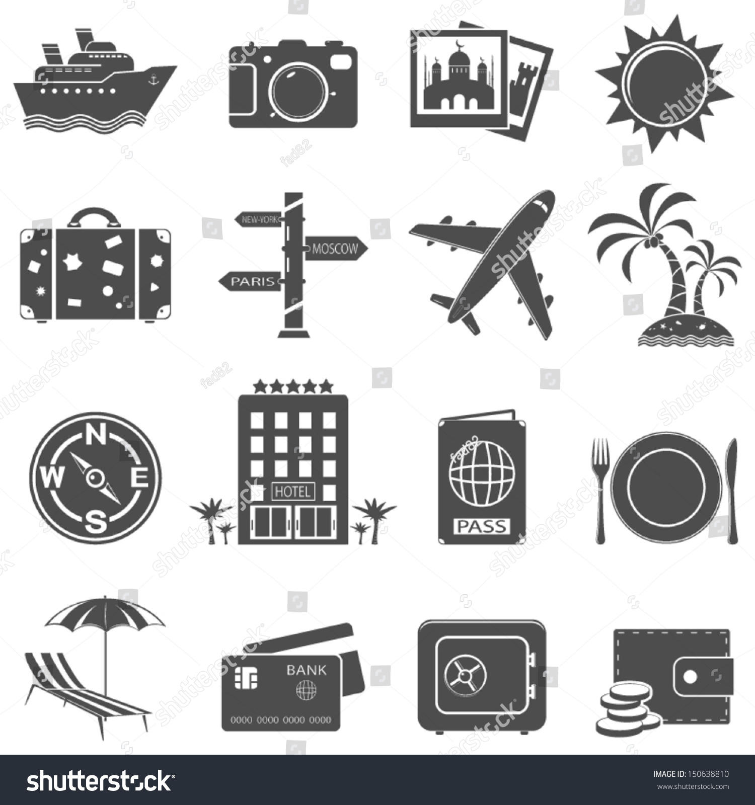 Travel and tourism icon set #150638810