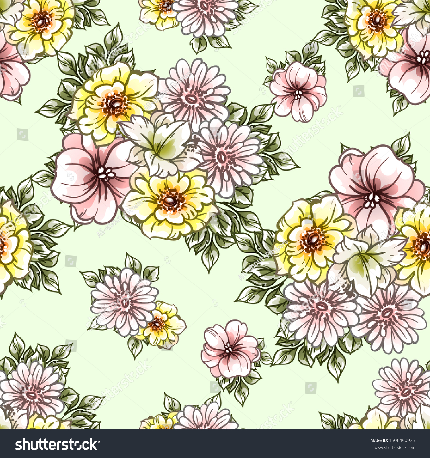 Flower print. Elegance seamless pattern. #1506490925