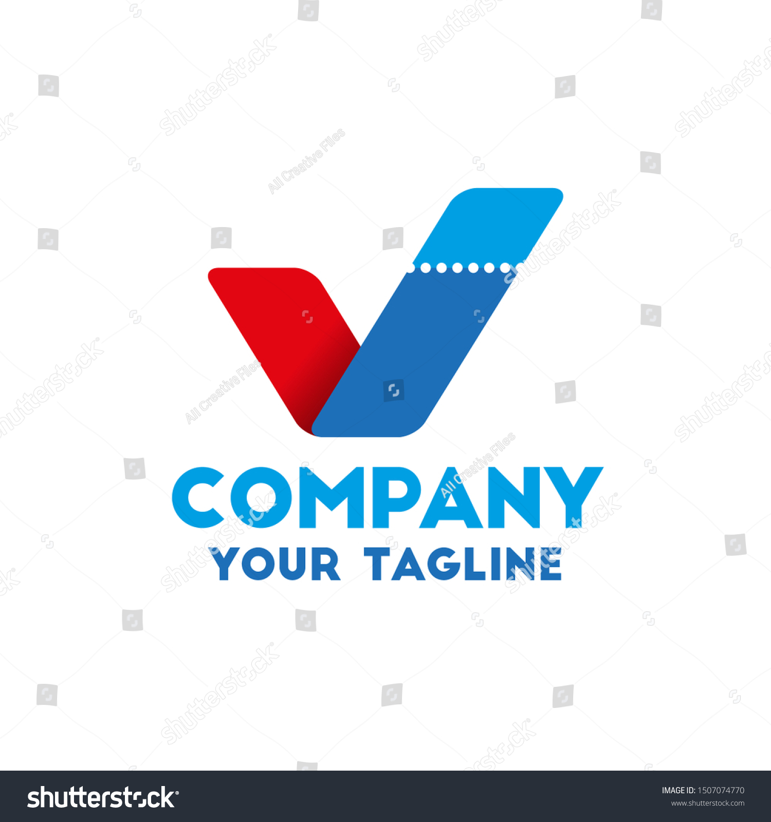 V letter with dashed line, vector logo template - Royalty Free Stock ...