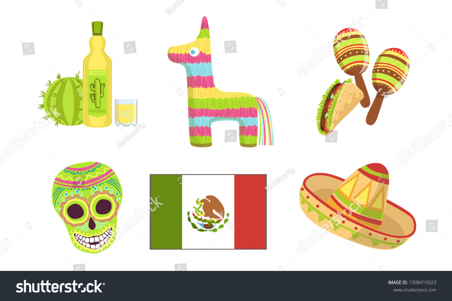 Traditional Cultural Mexico Symbols Set, Maracas - Royalty Free Stock ...