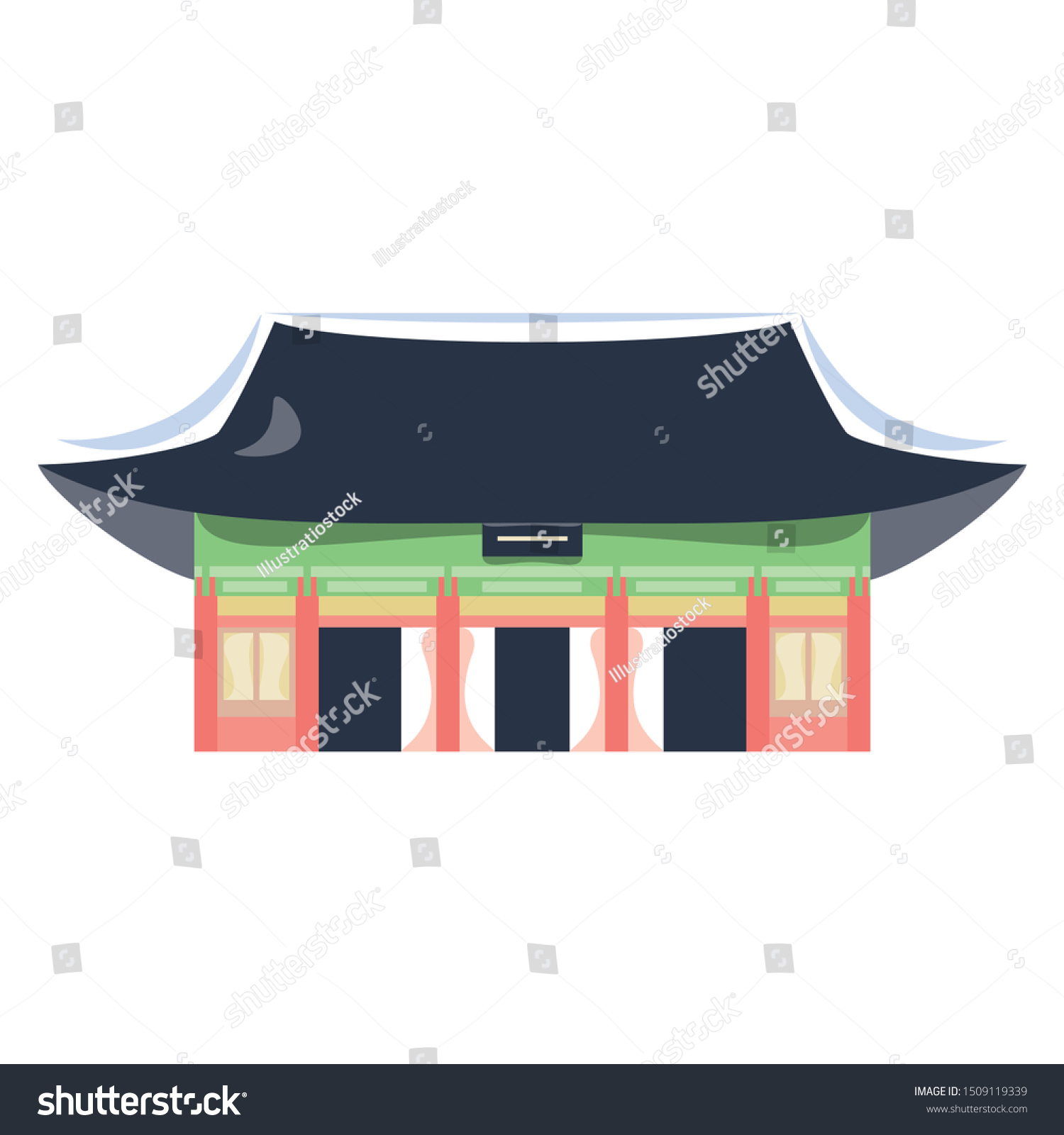 Vector Cartoon Illustration Of Korean Temple - Royalty Free Stock ...