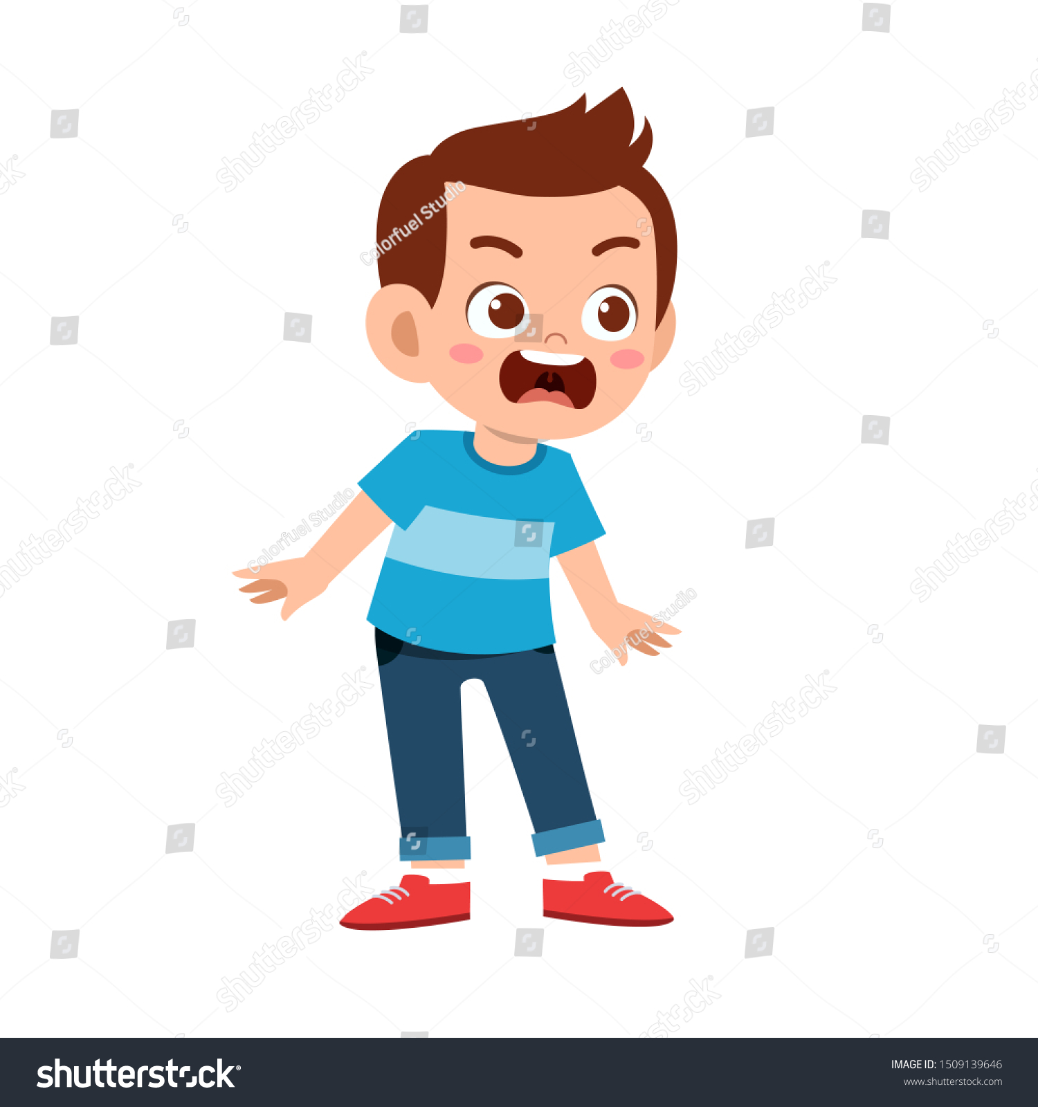 cute kid teen boy show facial expression - Royalty Free Stock Vector ...