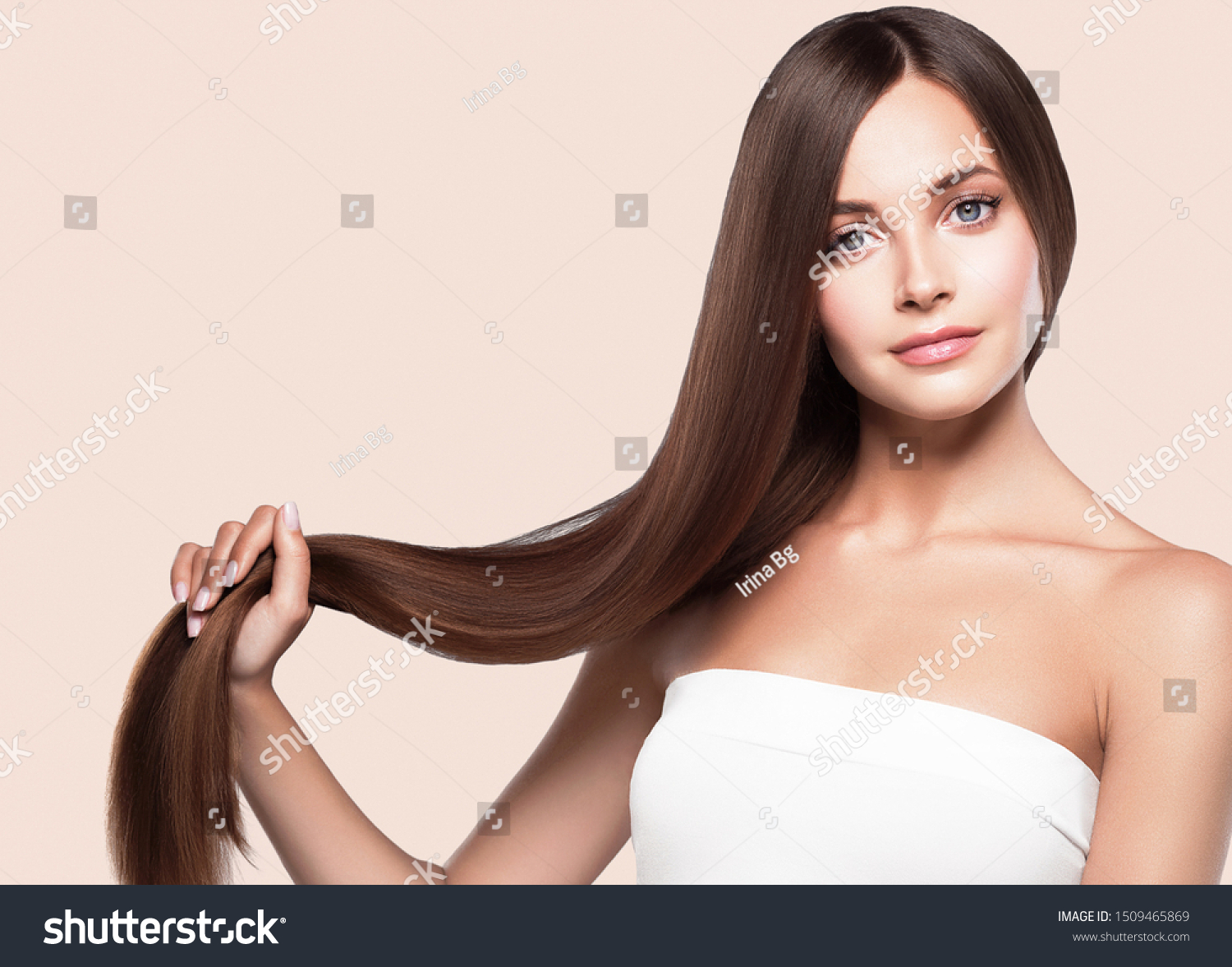 Beautiful hair woman long smooth hairstyle beauty concept #1509465869