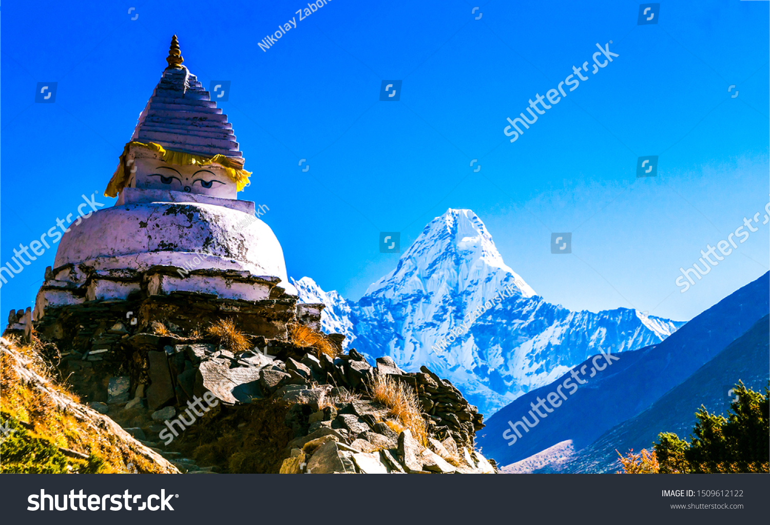 Ama Dablam mountain temple in Nepal #1509612122