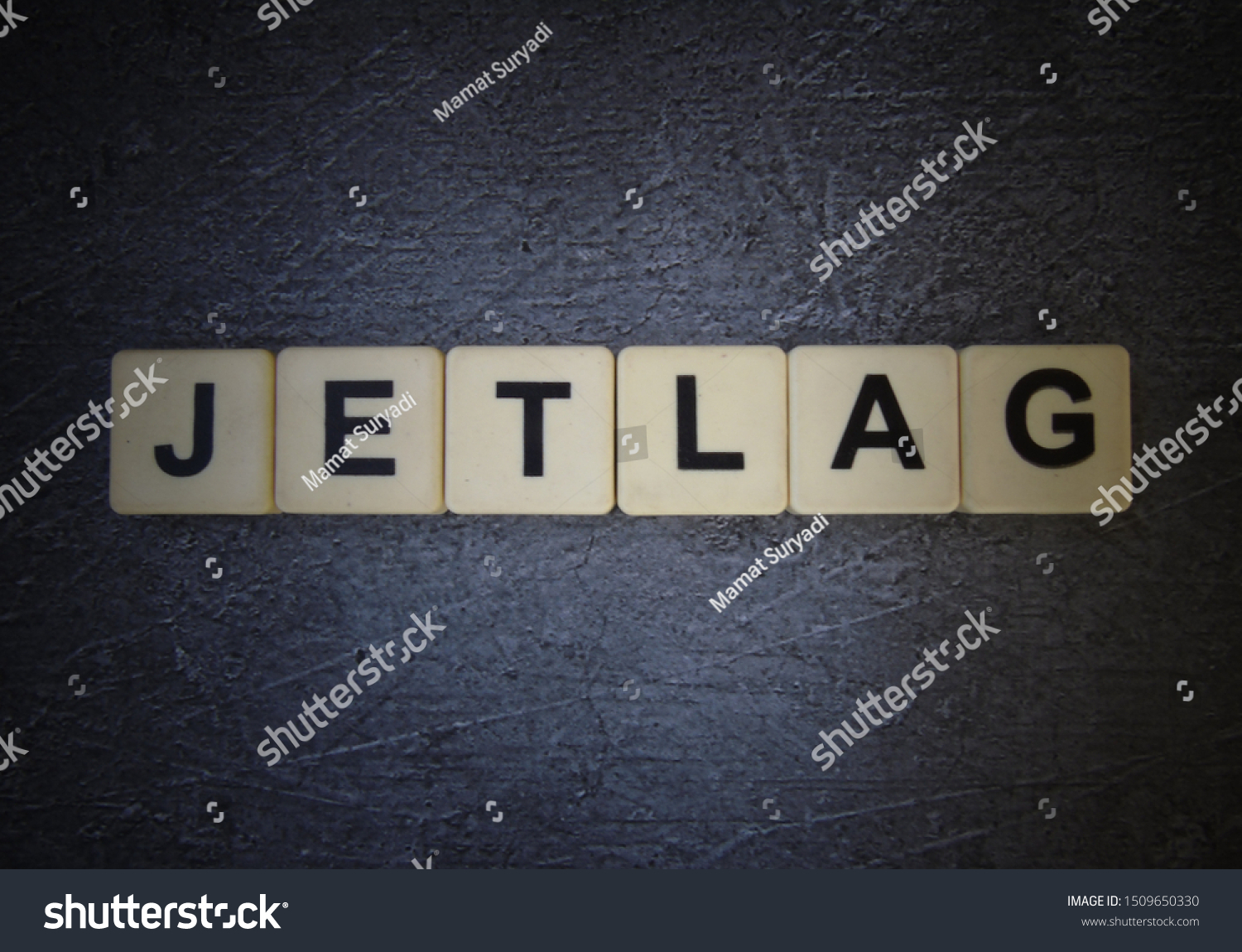 Jetlag, word cube with background #1509650330