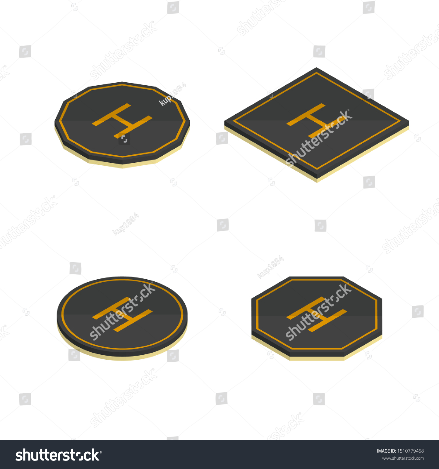 Set of various helipad icons isolated on white - Royalty Free Stock ...