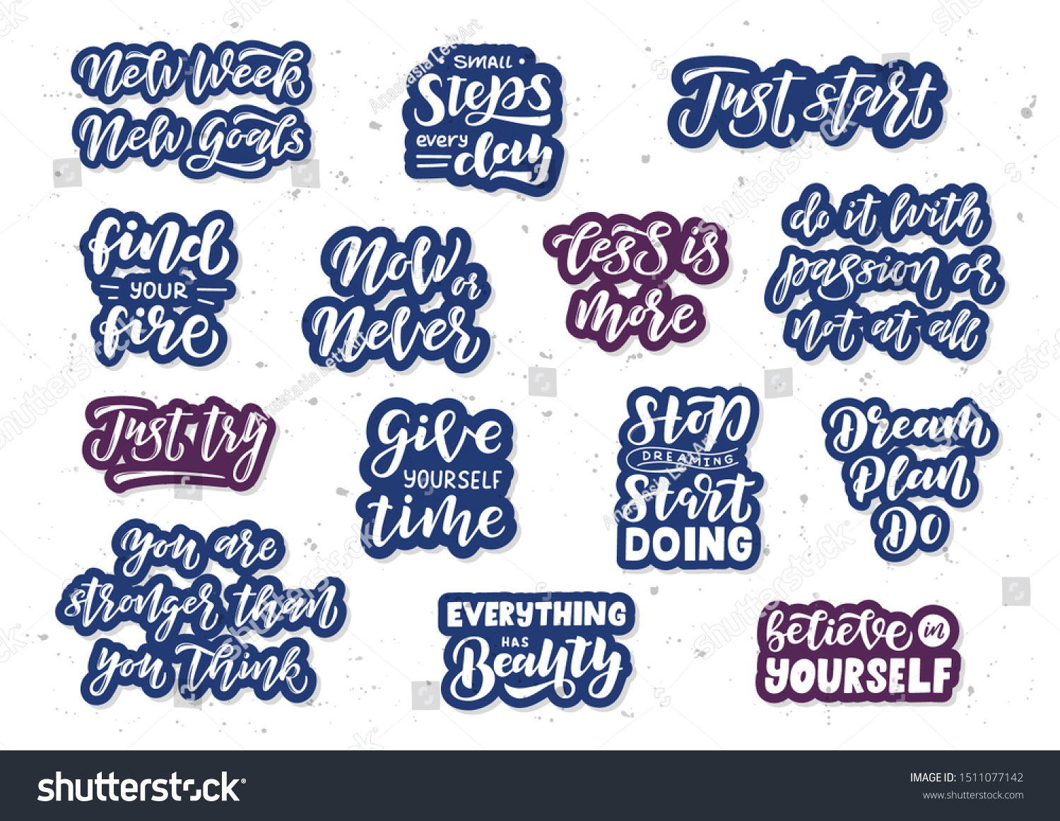 Motivational Hand Drawn Lettering Set. - Royalty Free Stock Vector ...