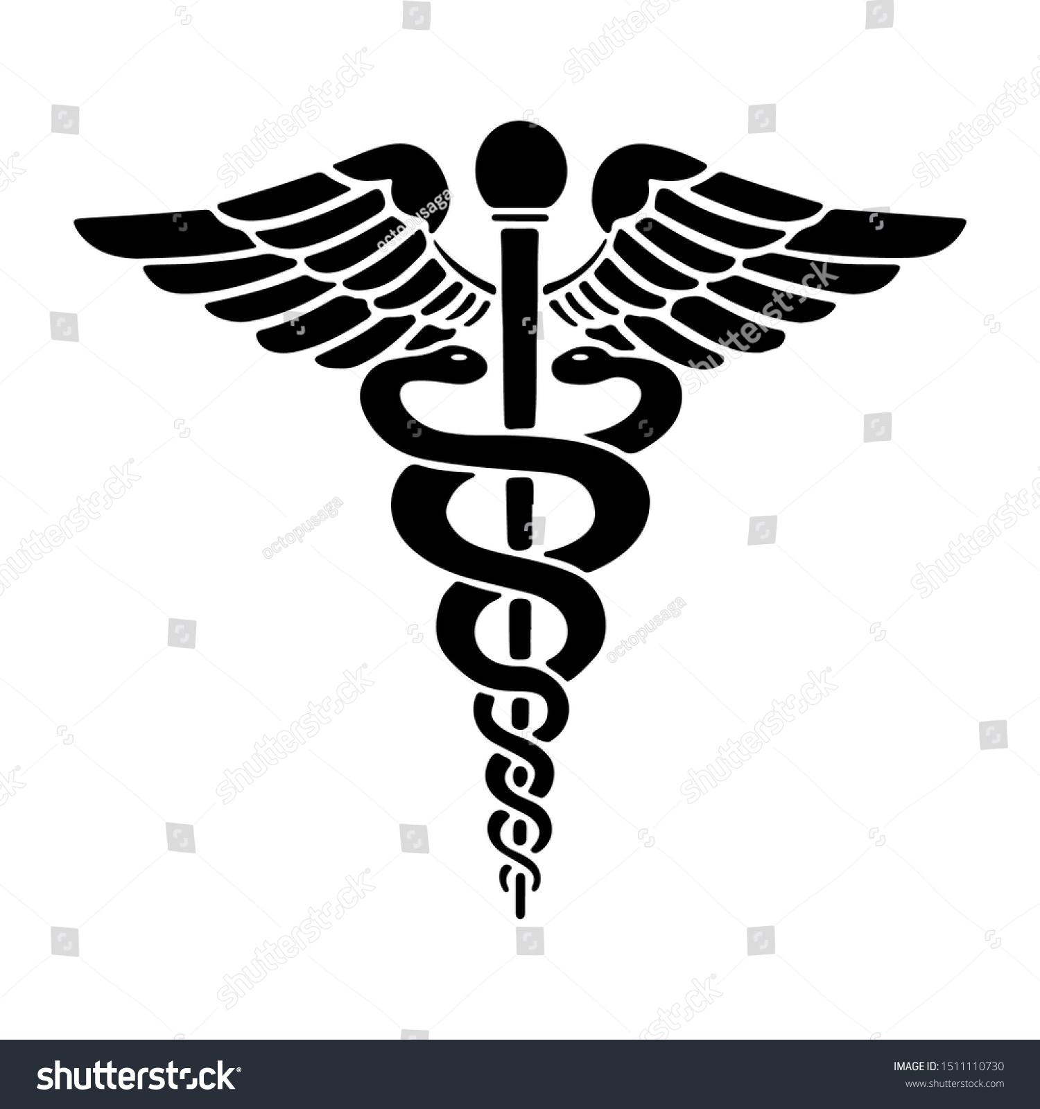 Medical Snake Caduceus Logo Sign Template Vector Isolated on White Background #1511110730