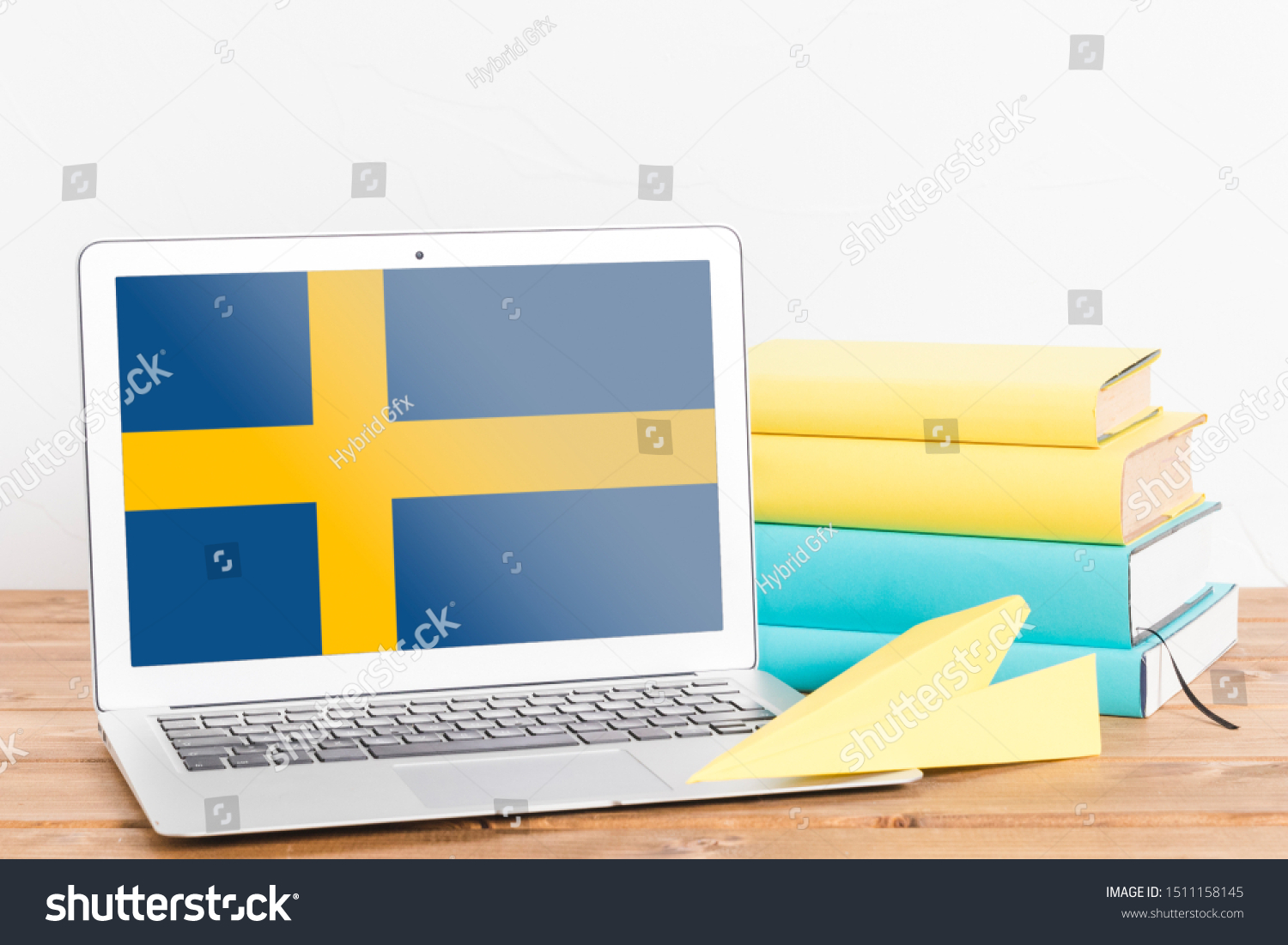 Flag of Sweden on Laptop. Sweden Flag on Screen. #1511158145