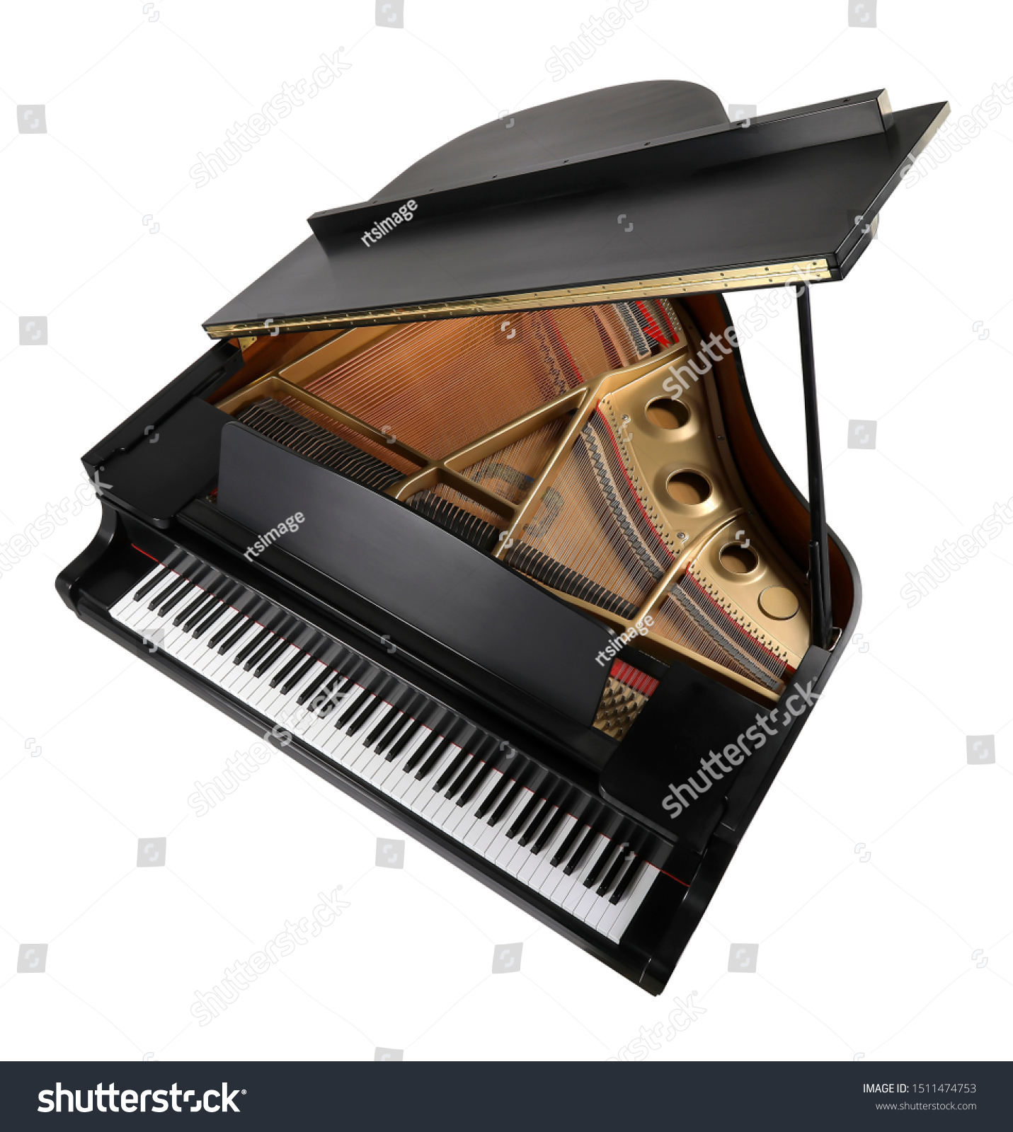 Grand piano top arial view with clipping path. #1511474753