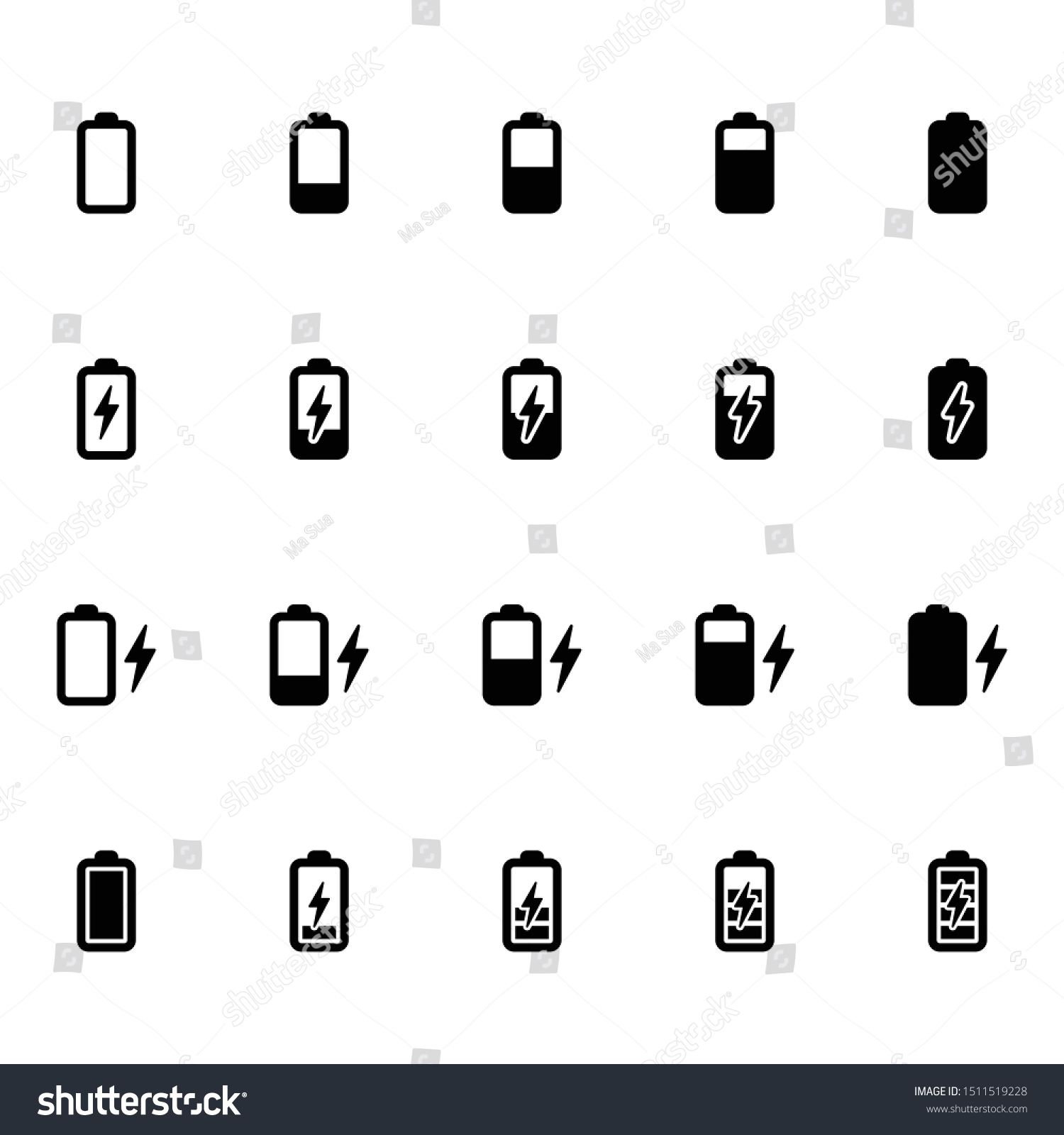 Battery charging vector graphics icons in black - Royalty Free Stock ...