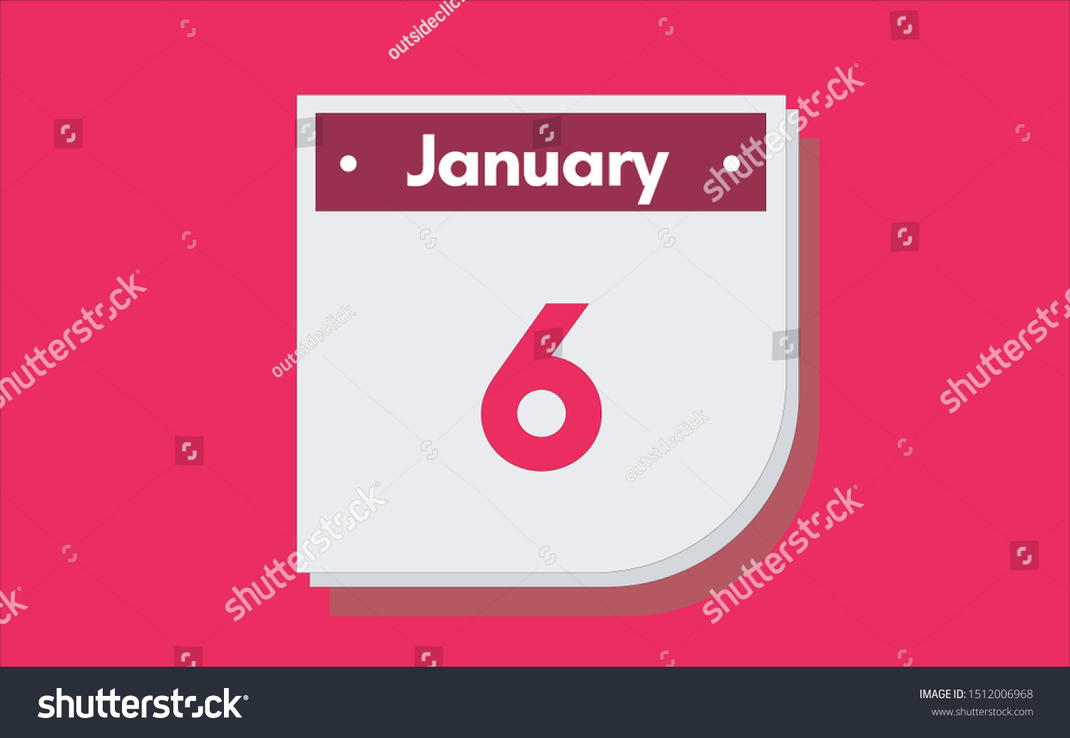 January 6th calendar icon. Day 6 of month. - Royalty Free Stock Vector ...