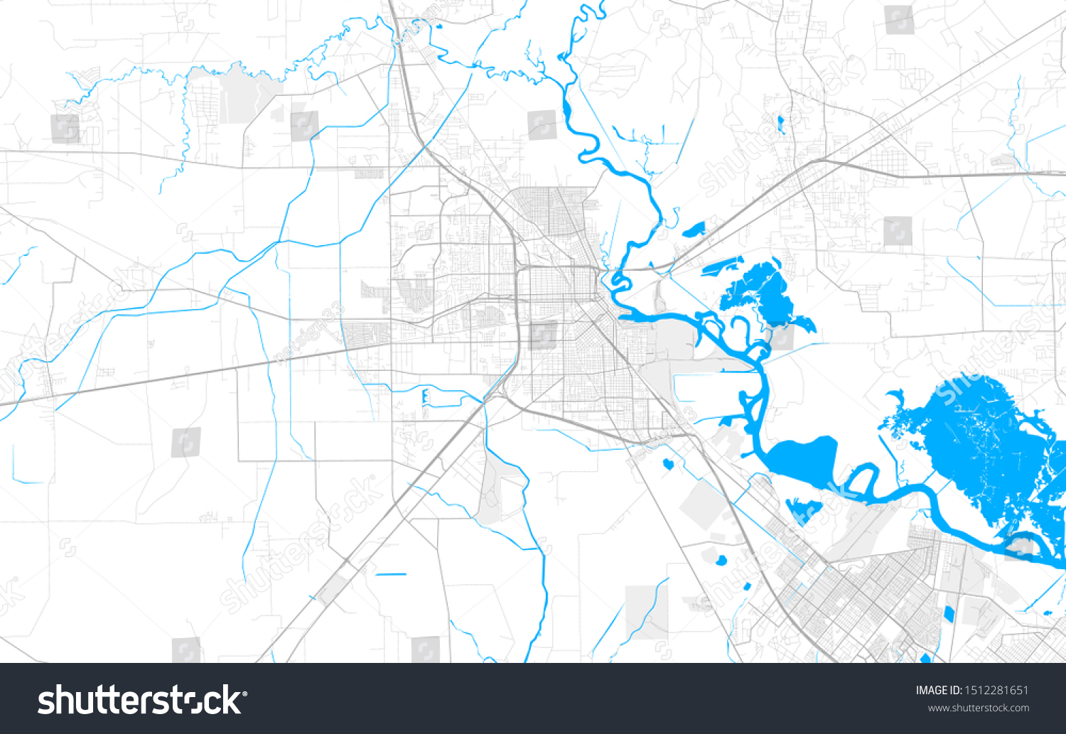 Rich detailed vector area map of Beaumont, Texas - Royalty Free Stock ...