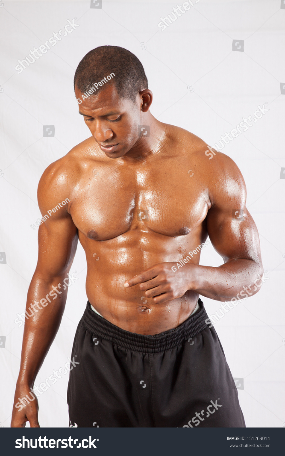 Muscular Black Man Shirtless With His Chest Royalty Free Stock Photo 151269014 Avopix Com