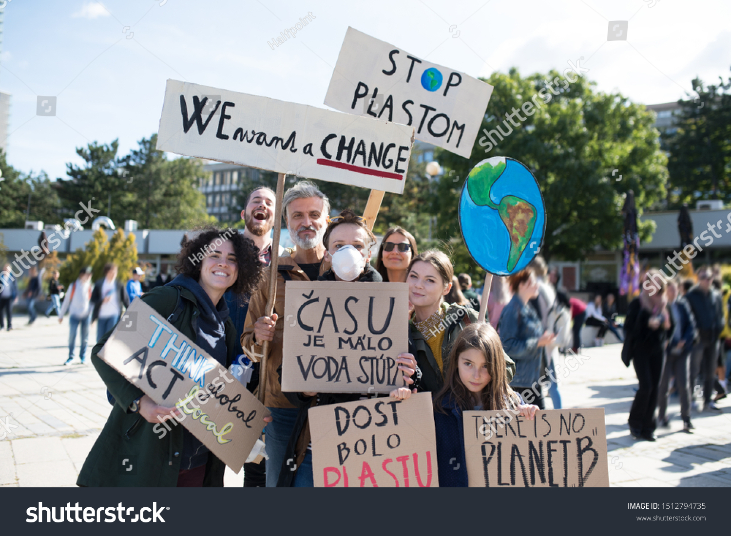 People with placards and posters on global strike for climate change. #1512794735